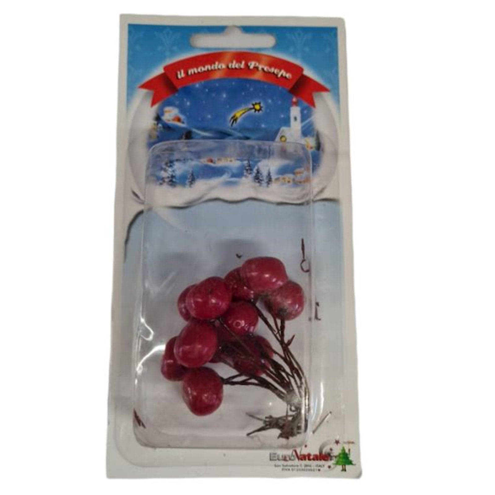 Bacche rosse 12 pezzi addobbi per presepi natalizi decoro - 2