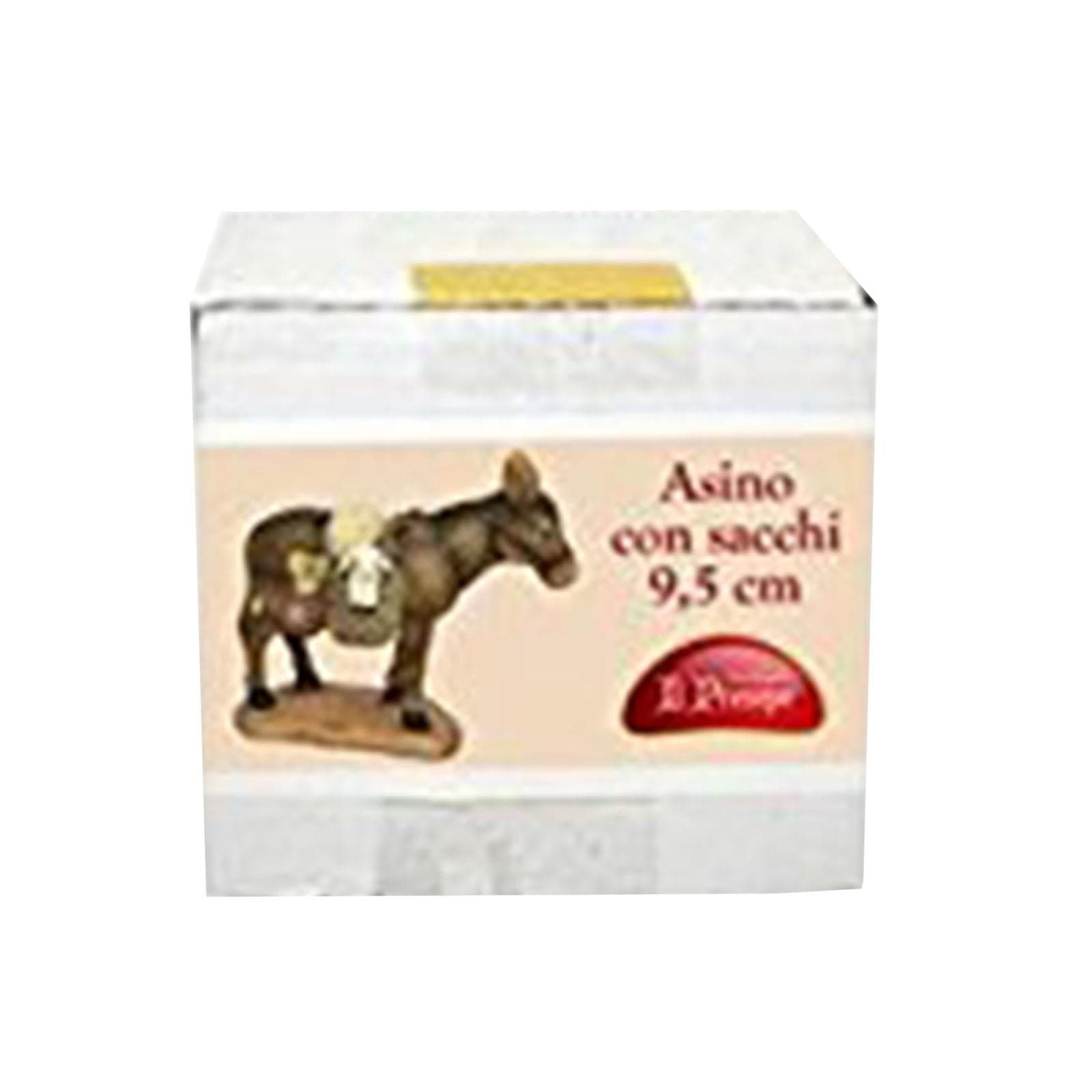 Asinello con sacchi animale in poliresina dipinto a mano per presepe natalizio h 9,5 cm - 2