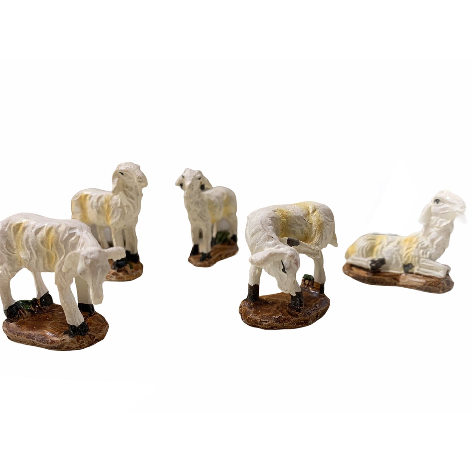 Set da 6 pecorelle in poliresina statuine per presepe di natale invecchiate h 5 cm - 2