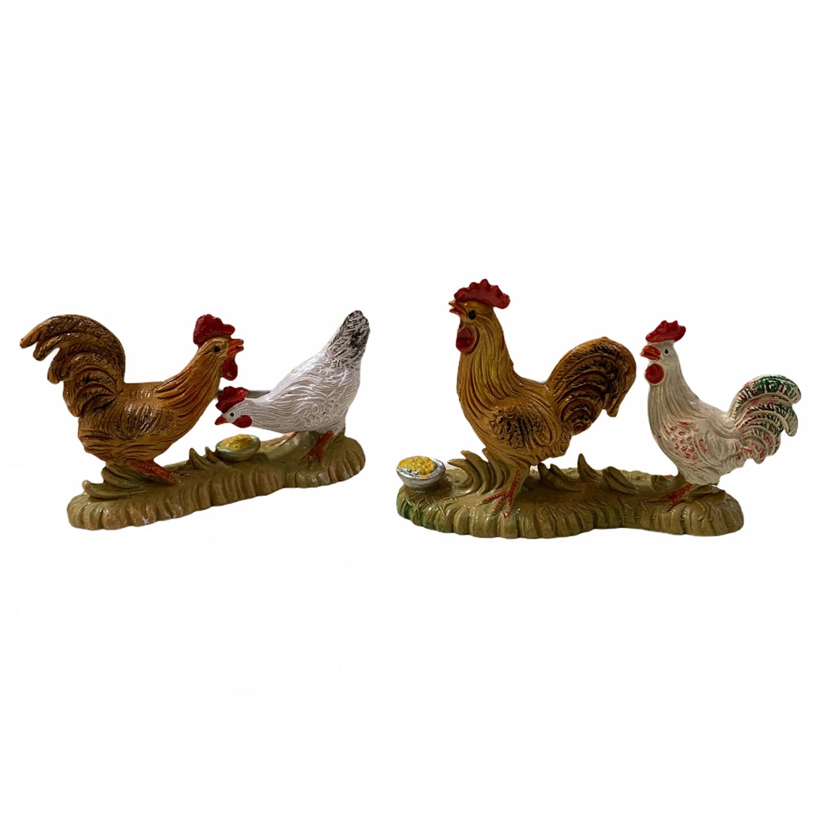 Statuette per presepe natalizio con animali in coppia galline, oche, pavoni, papere in blister - 2