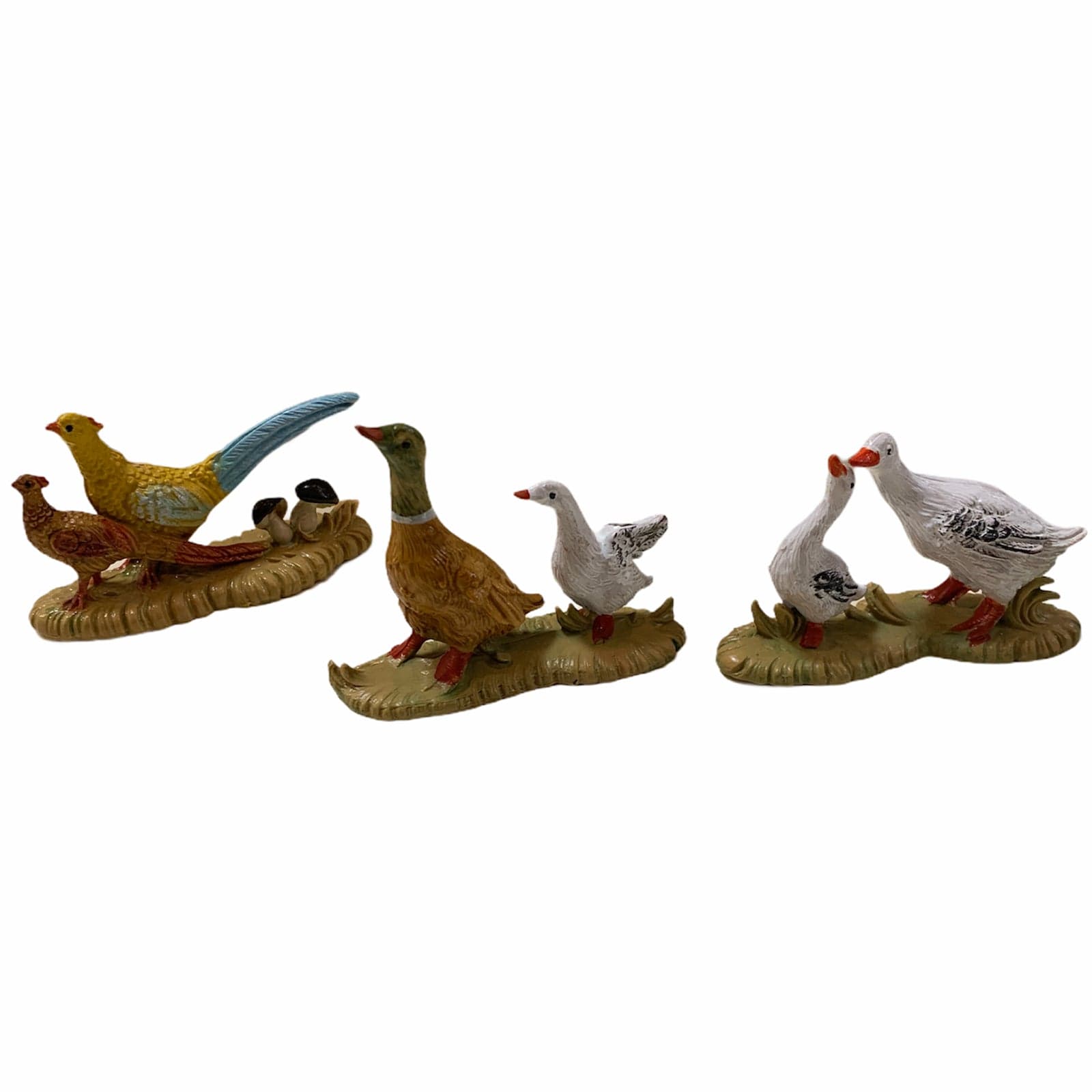 Statuette per presepe natalizio con animali in coppia galline, oche, pavoni, papere in blister - 3