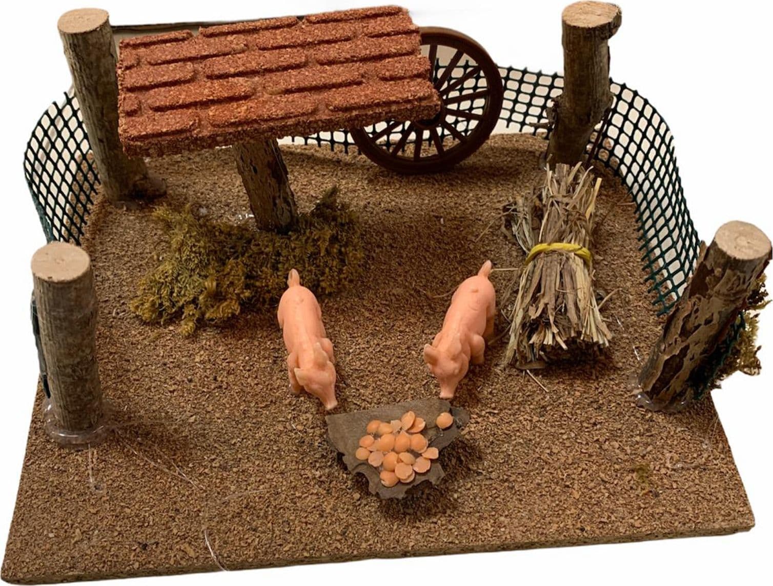 Scenario con animali capanne e case per presepe natalizio 20 x 15 x h9 cm - 2