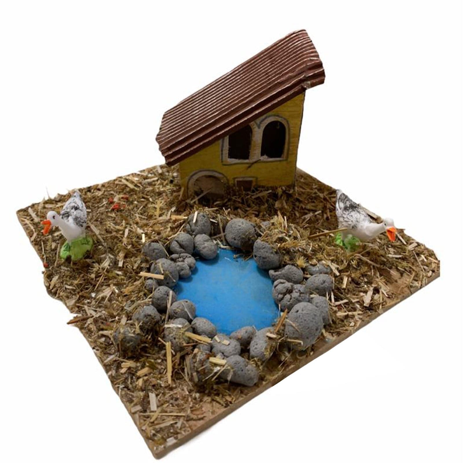 Casetta con animali per presepe natalizio capanna da 15 x 15 x 11 cm - 4