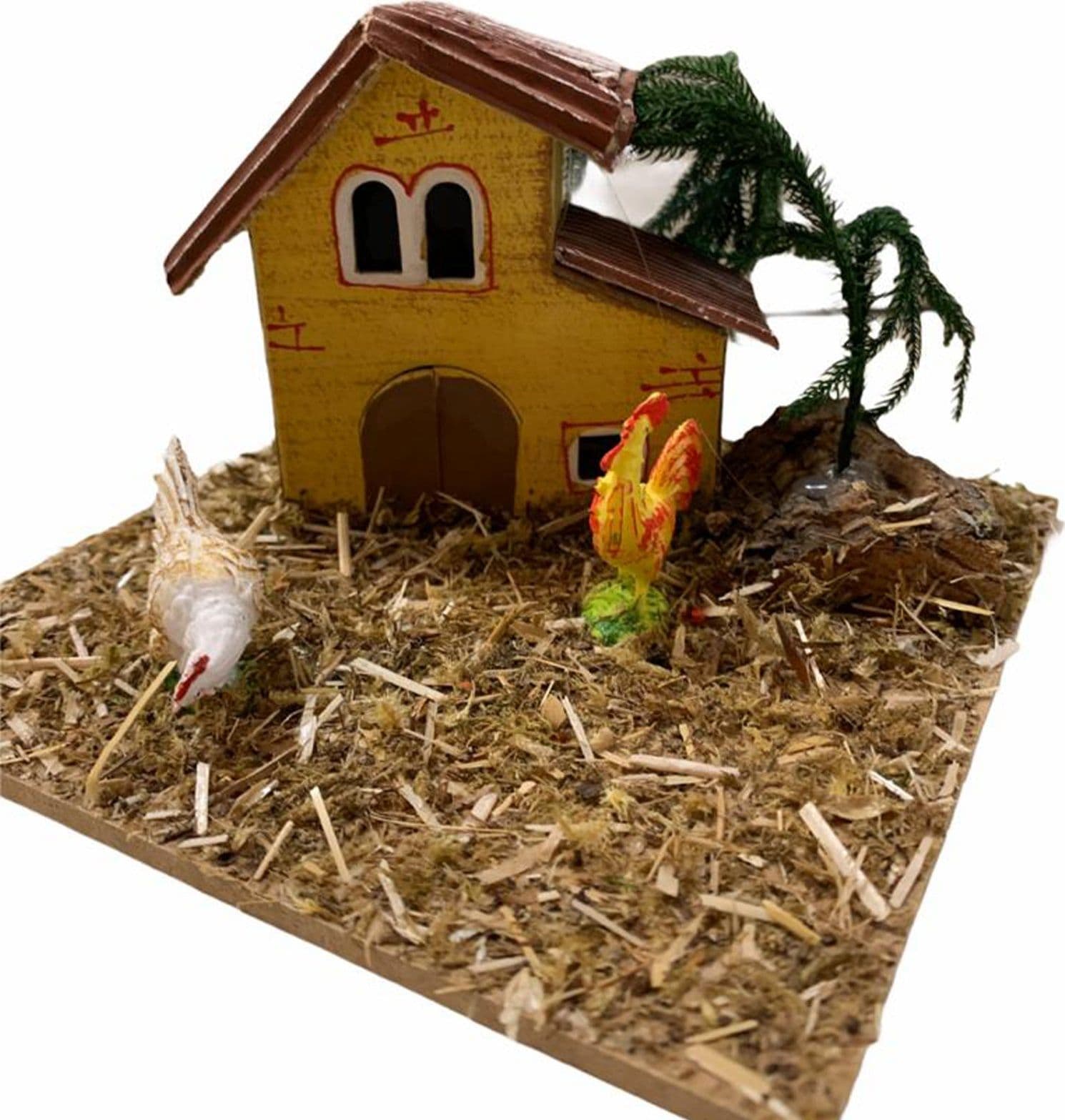 Casetta con animali per presepe natalizio capanna da 15 x 15 x 11 cm - 5