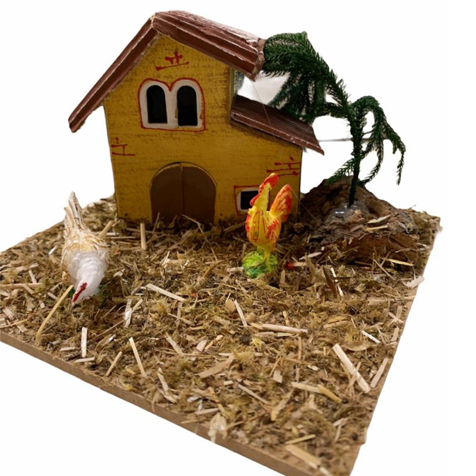 Casetta con animali per presepe natalizio capanna da 15 x 15 x 11 cm - 5
