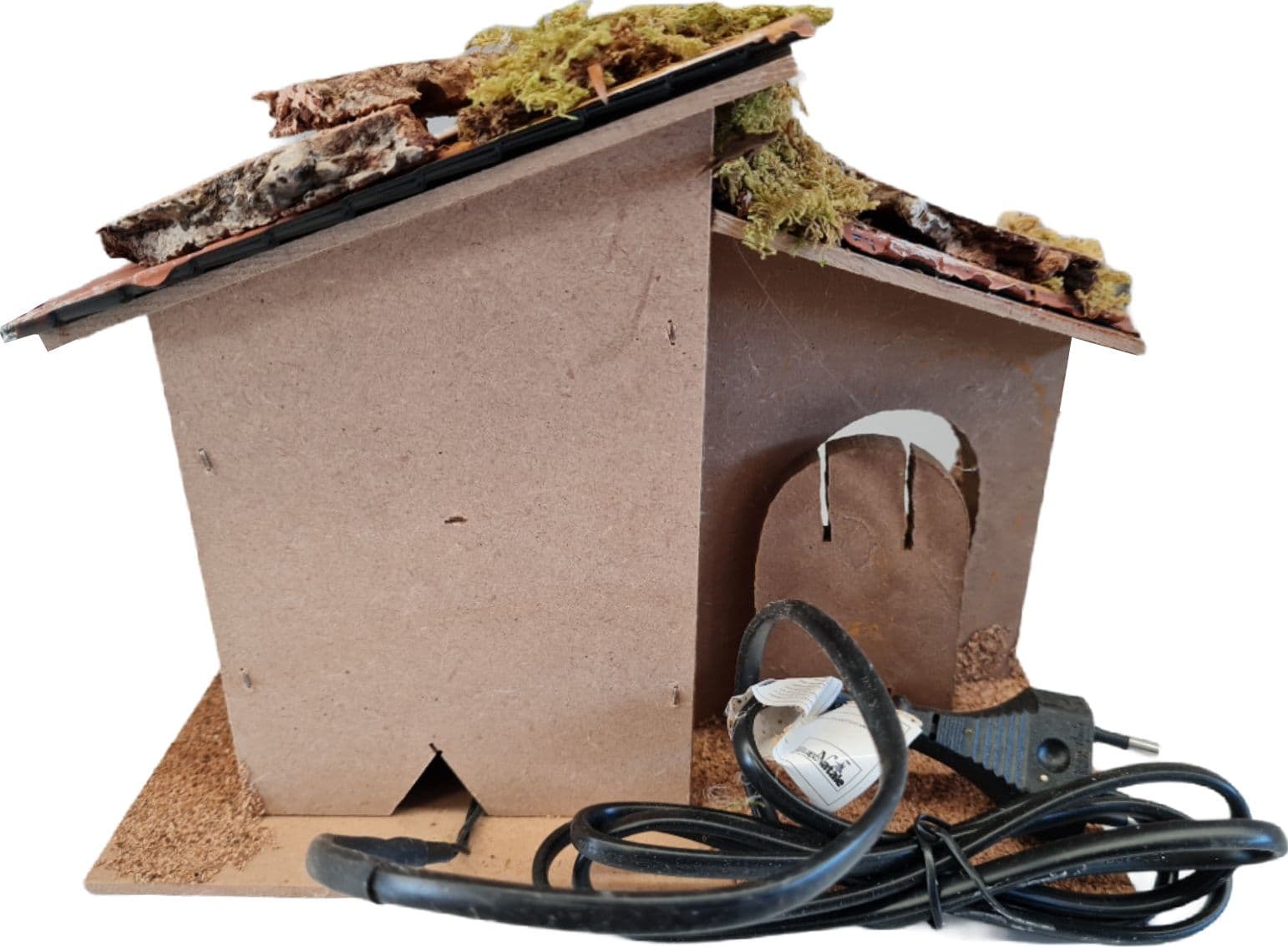 Mulino a vento per presepe in sughero e legno alimentato a corrente h 19 cm - 2