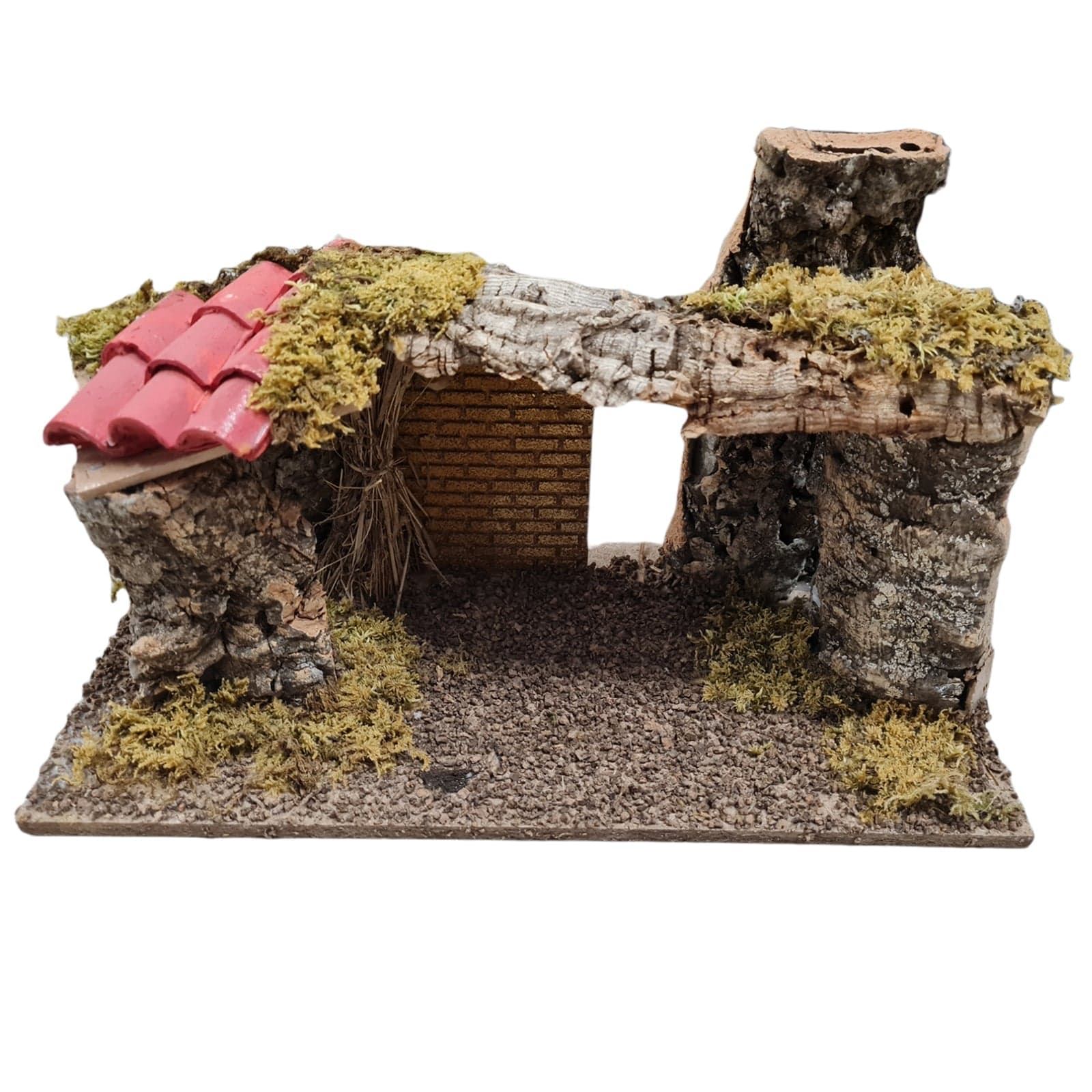 Capanna per presepe vuota in sughero e legno Grotta per natività h 24 cm