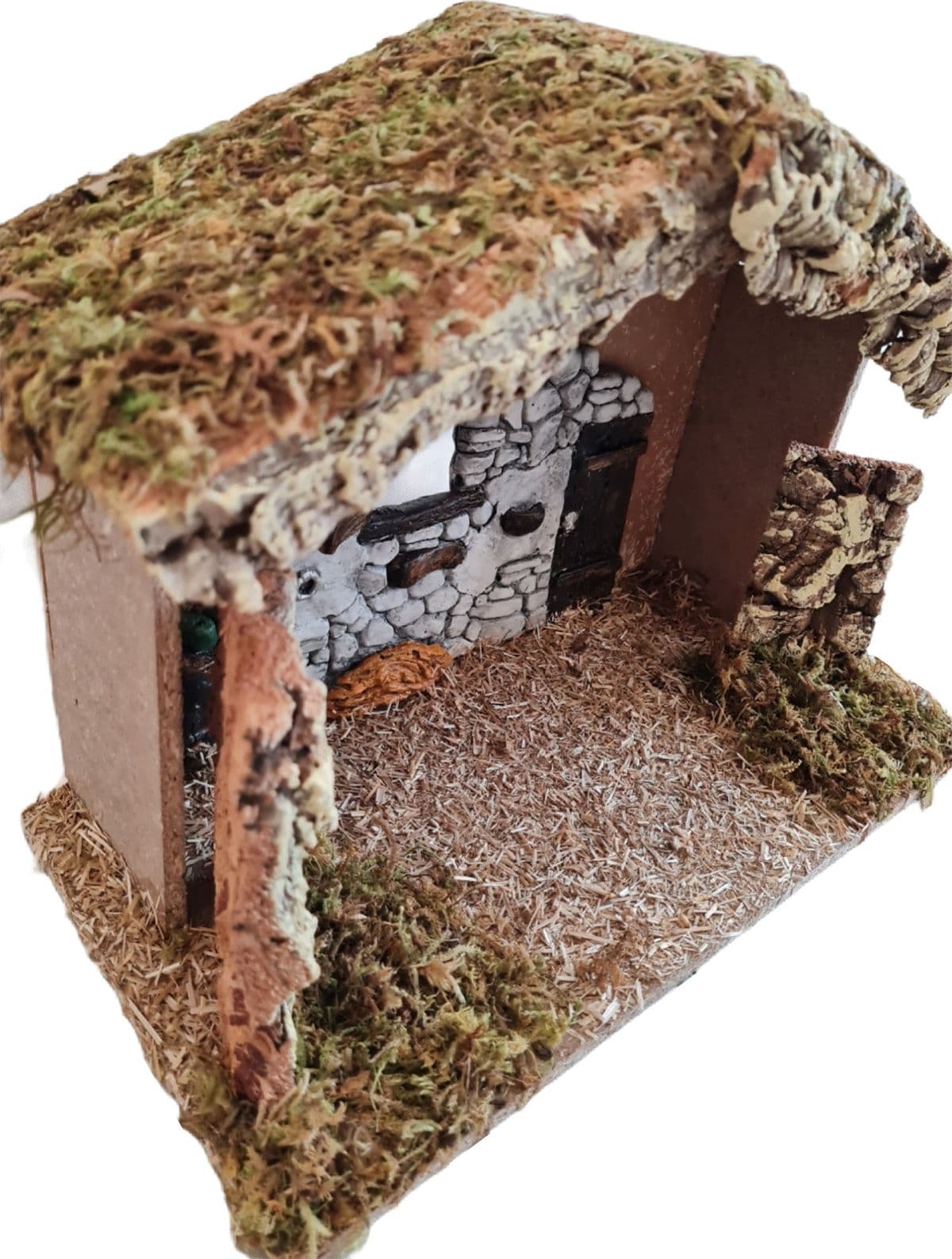 Capanna grotta vuota in sughero e muschio ideale per presepe natalizio - 2