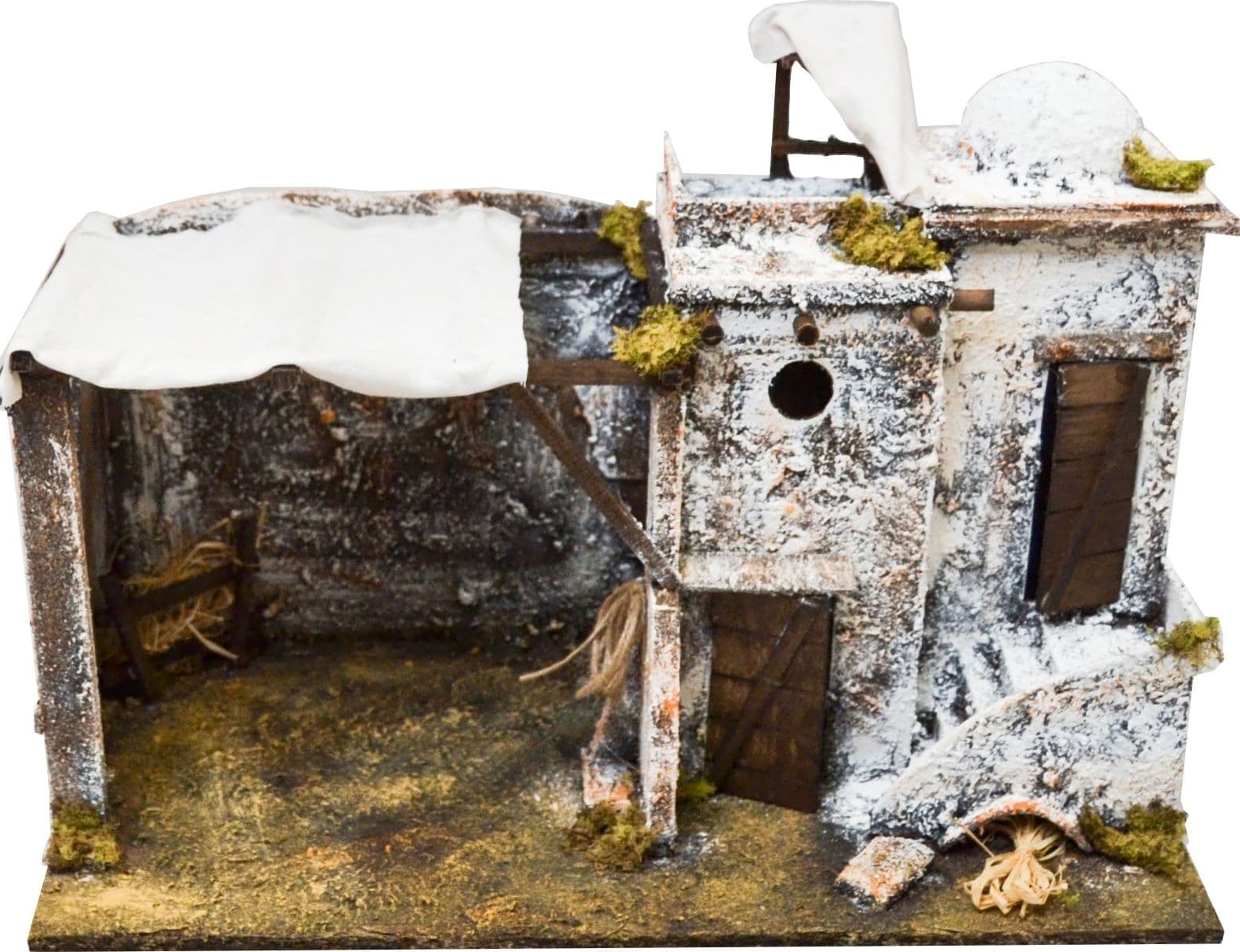 Capanna grotta vuota in legno scenario palestinese con luci 4 modelli diversi per natività presepe natalizio - 5