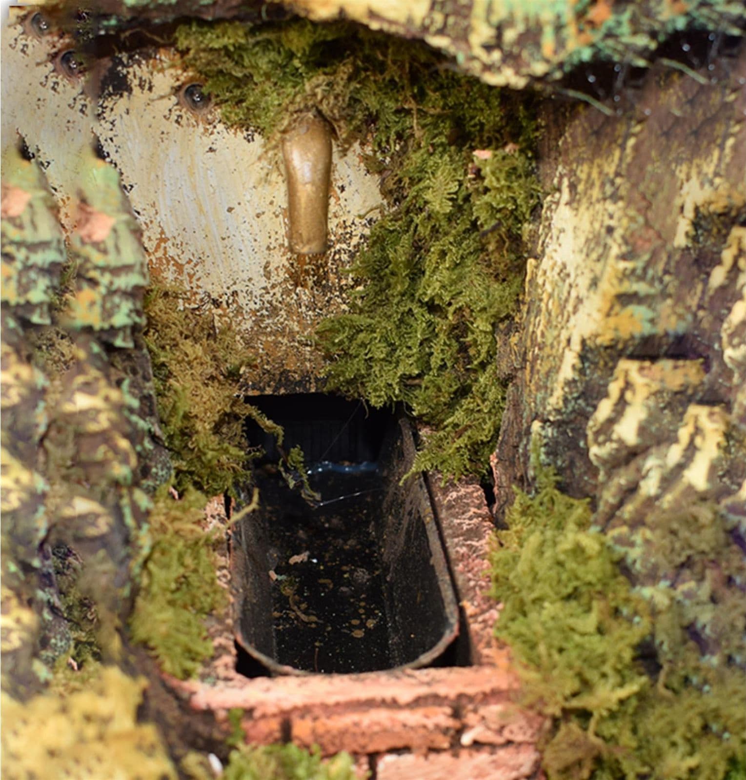 Capanna per presepe vuota in sughero e legno Grotta per natività con fontana - 2