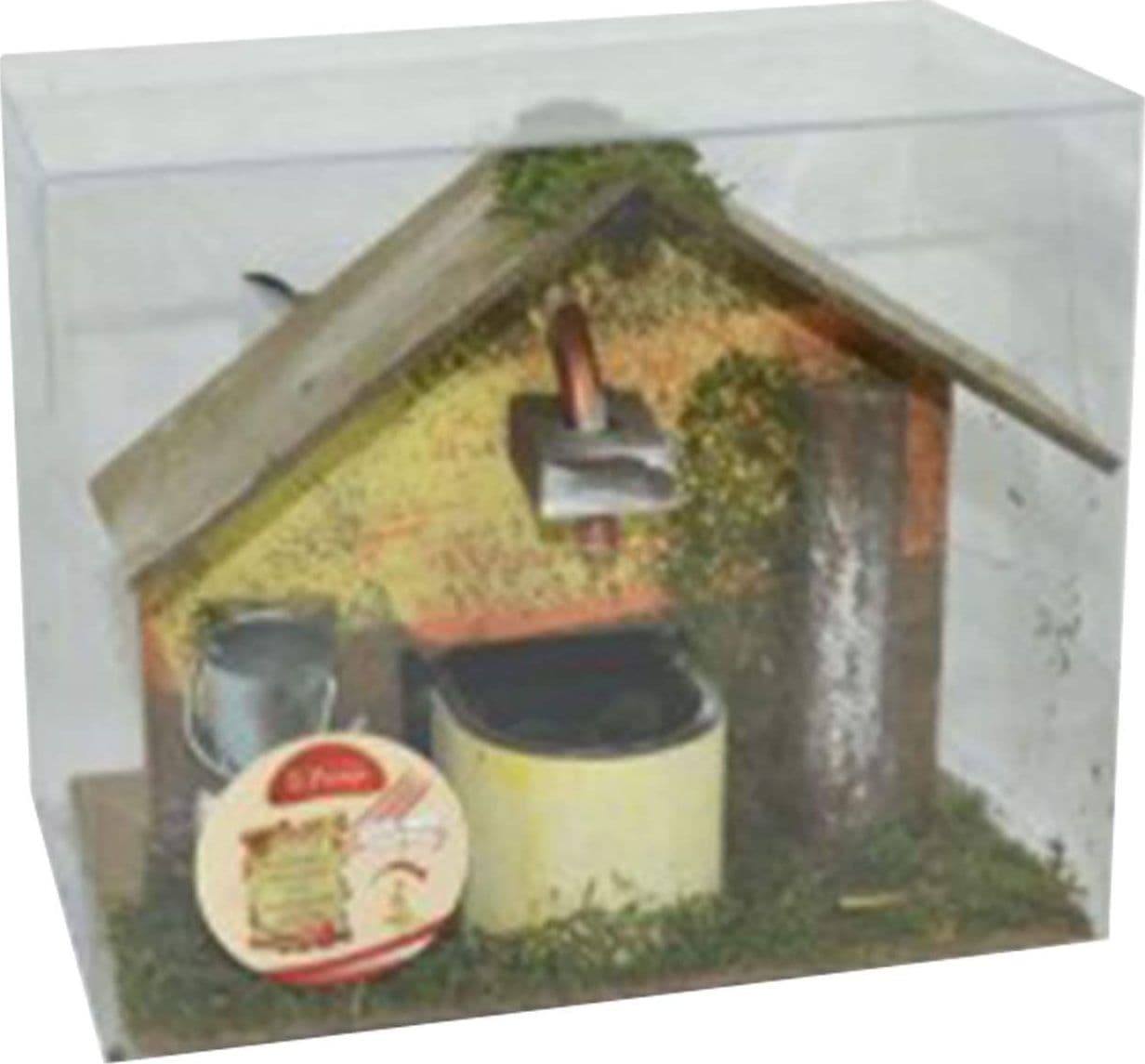 Fontana per presepe con tetto paesaggio in legno h 13 cm - 2