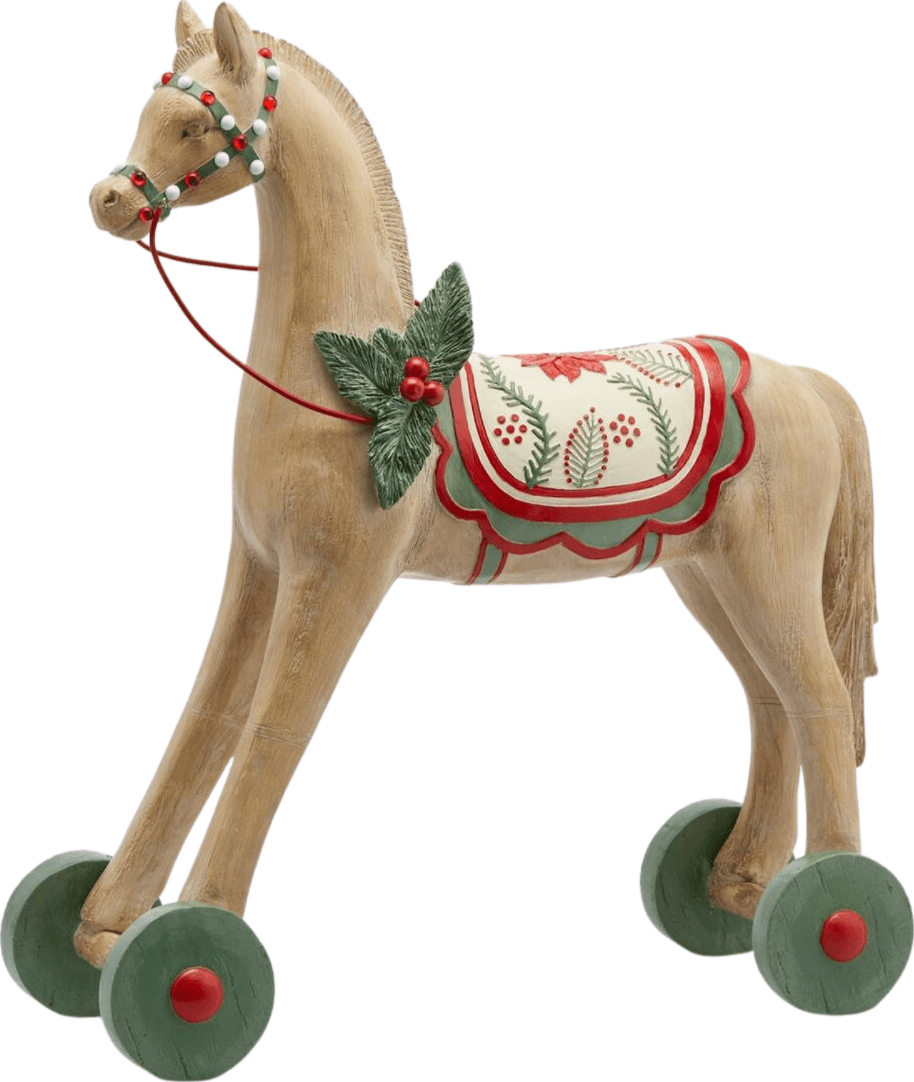 Cavallo con ruote, giocattolo in poliresina color nocciola - 2