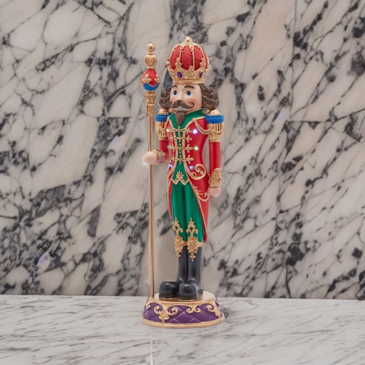 Soldatino schiaccianoci natalizio decorazione in poliresina rossa h 50 cm - 4