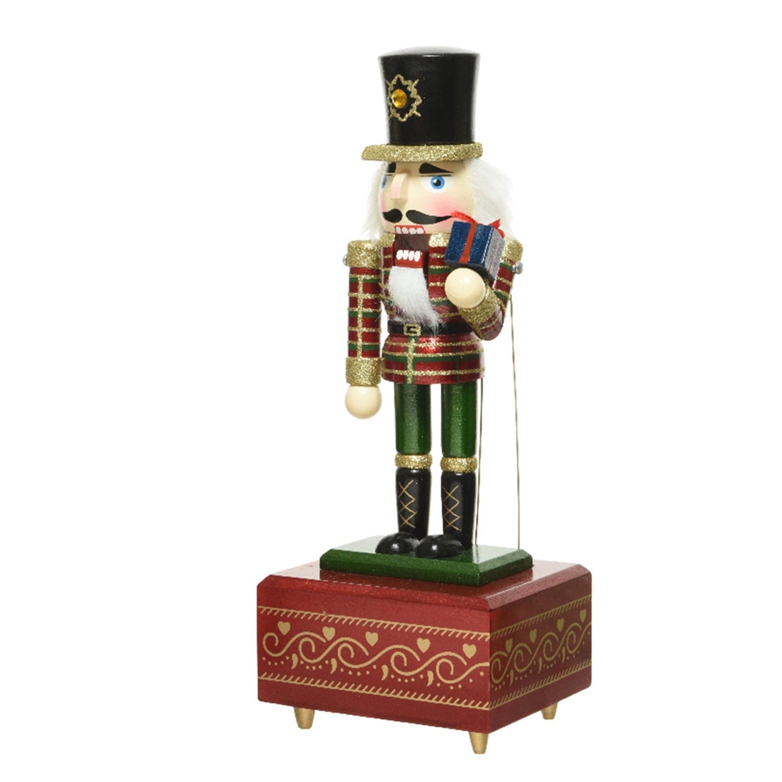 Statuetta decorativa "Soldatino schiaccianoci" con carillon natalizio h 30 cm - 1
