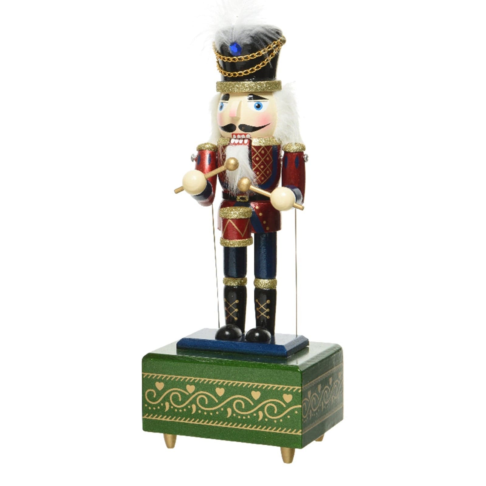 Statuetta decorativa "Soldatino schiaccianoci" con carillon natalizio h 30 cm - 2