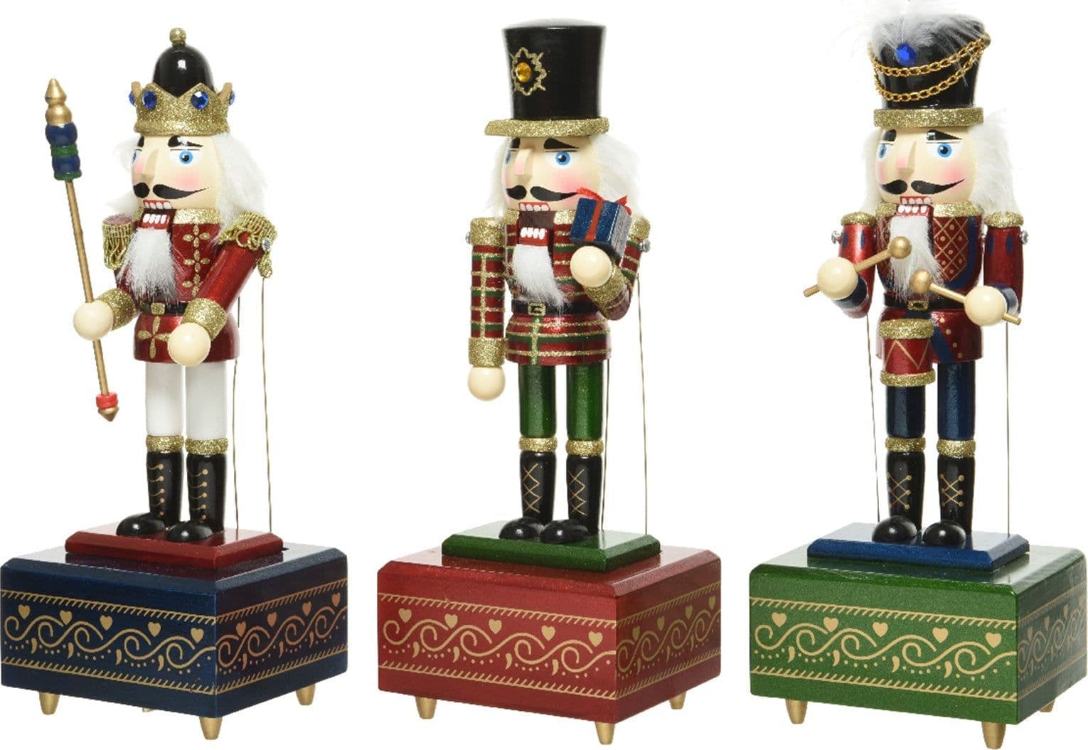 Statuetta decorativa "Soldatino schiaccianoci" con carillon natalizio h 30 cm - 4