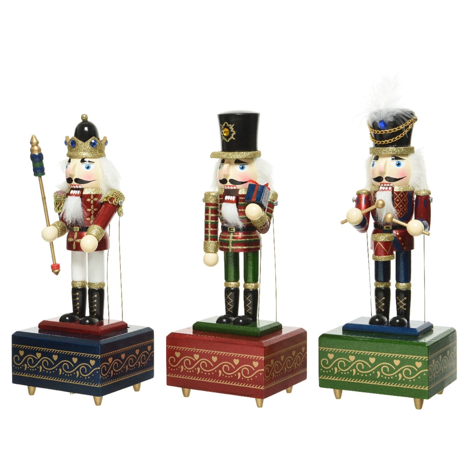 Statuetta decorativa "Soldatino schiaccianoci" con carillon natalizio h 30 cm - 4