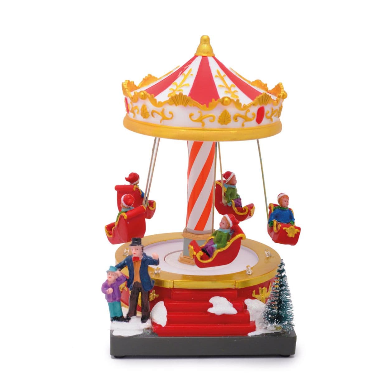 Carillon natalizio per villaggio di Babbo Natale con luci e suoni h 18.5 cm - 3