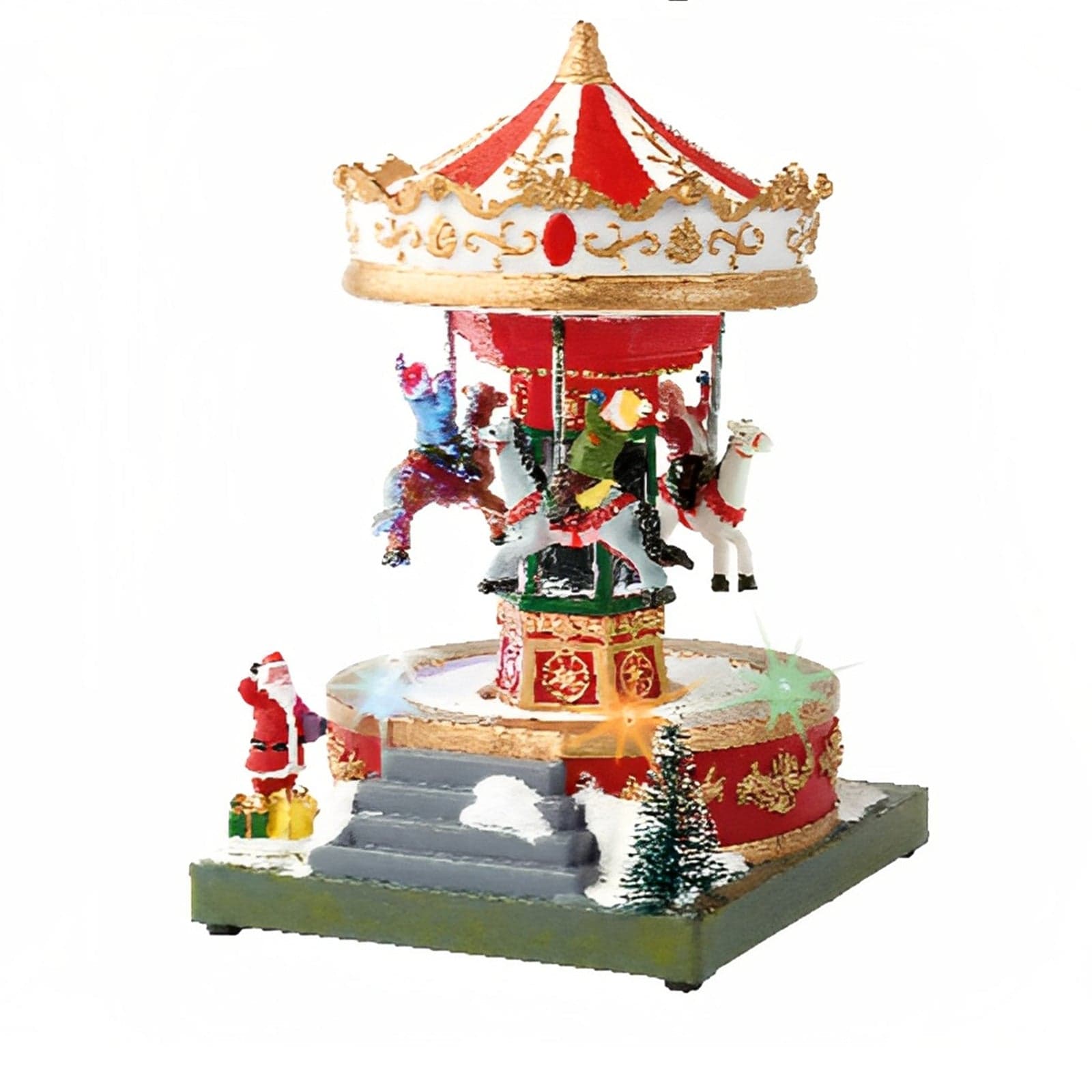 Carillon natalizio per villaggio di Babbo Natale con luci e suoni h 18.5 cm - 4