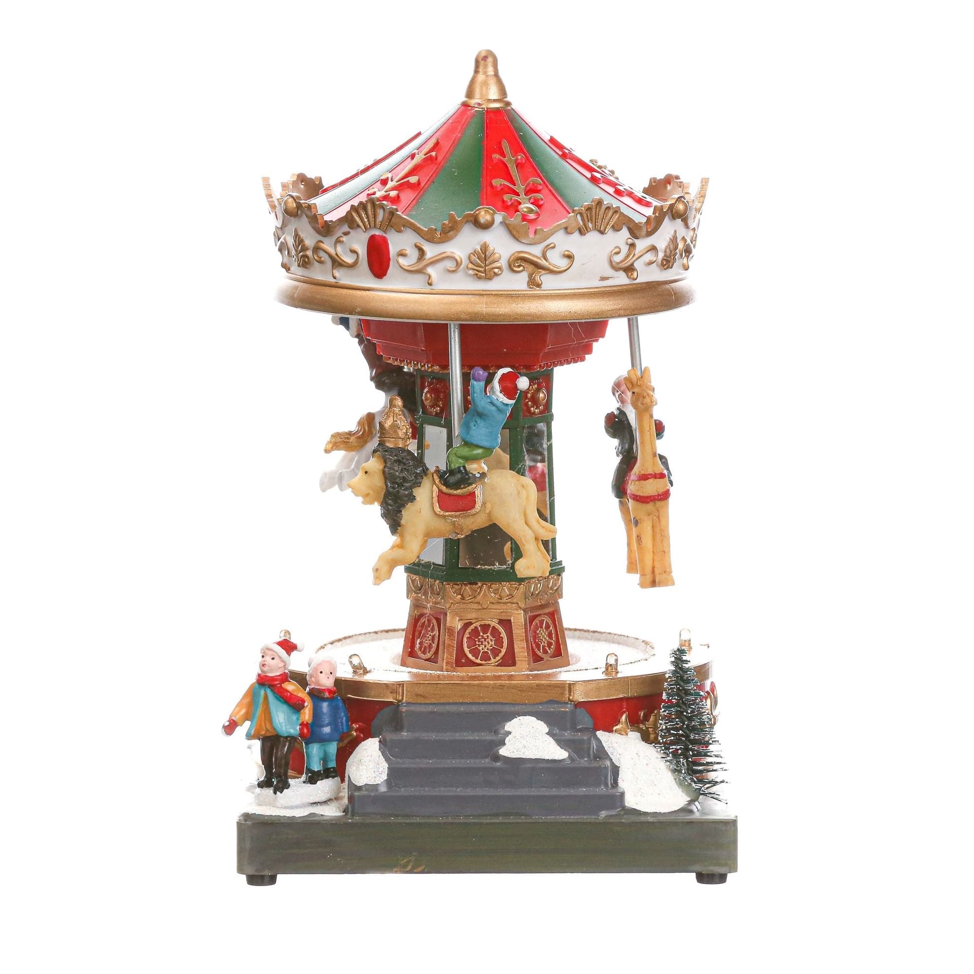 Carillon natalizio per villaggio di Babbo Natale con luci e suoni h 18.5 cm - 5