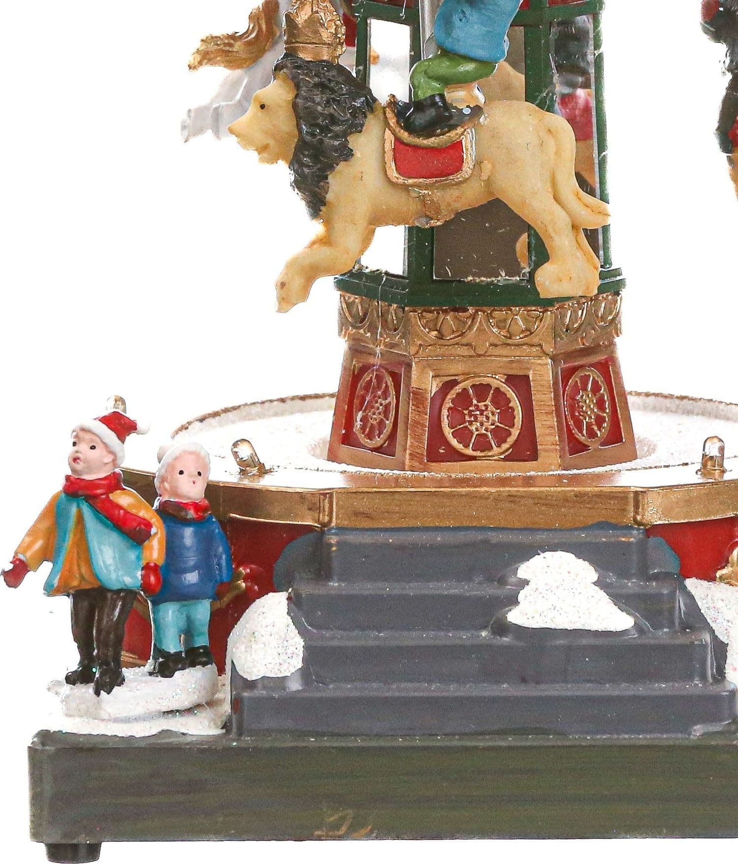 Carillon natalizio per villaggio di Babbo Natale con luci e suoni h 18.5 cm - 6