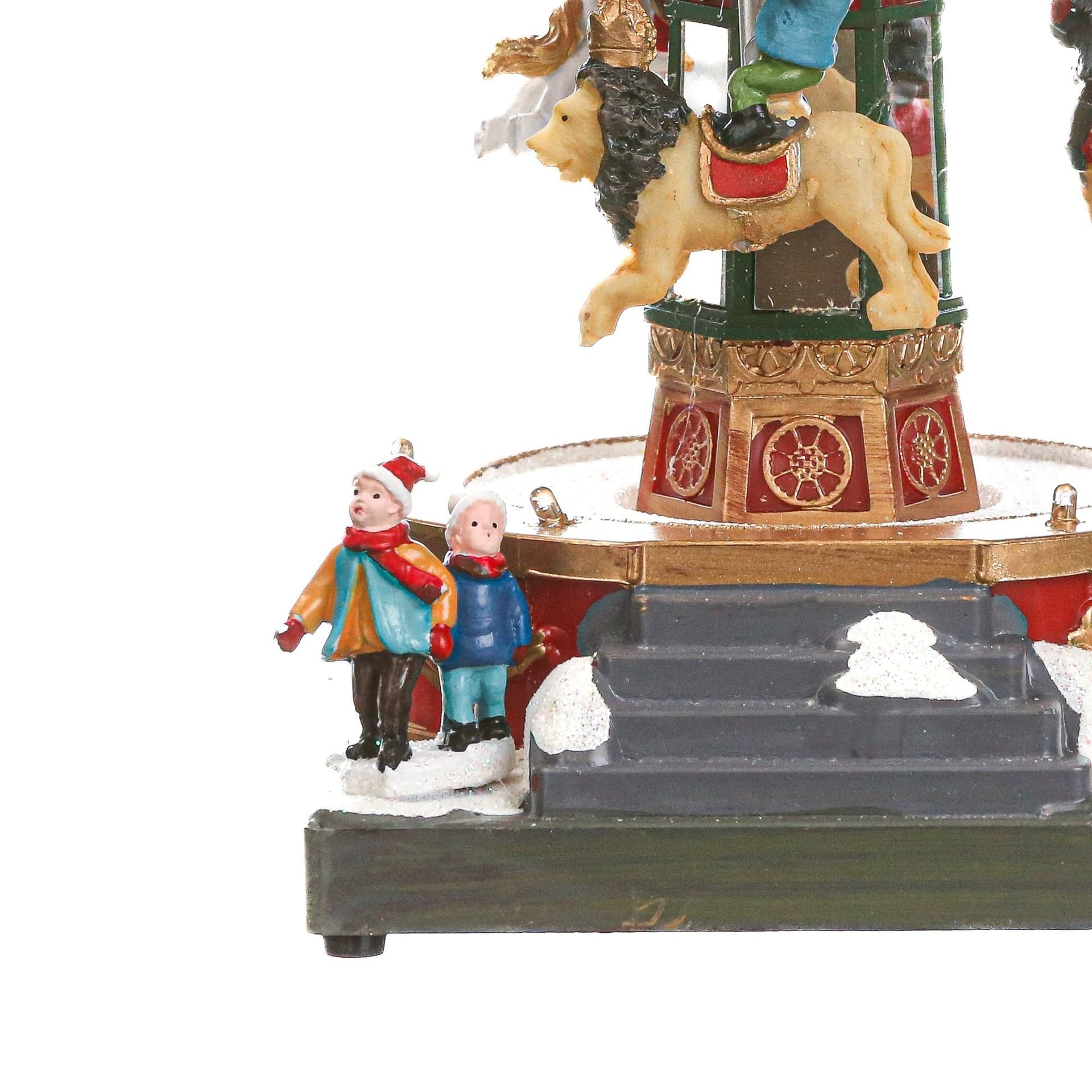 Carillon natalizio per villaggio di Babbo Natale con luci e suoni h 18.5 cm - 6