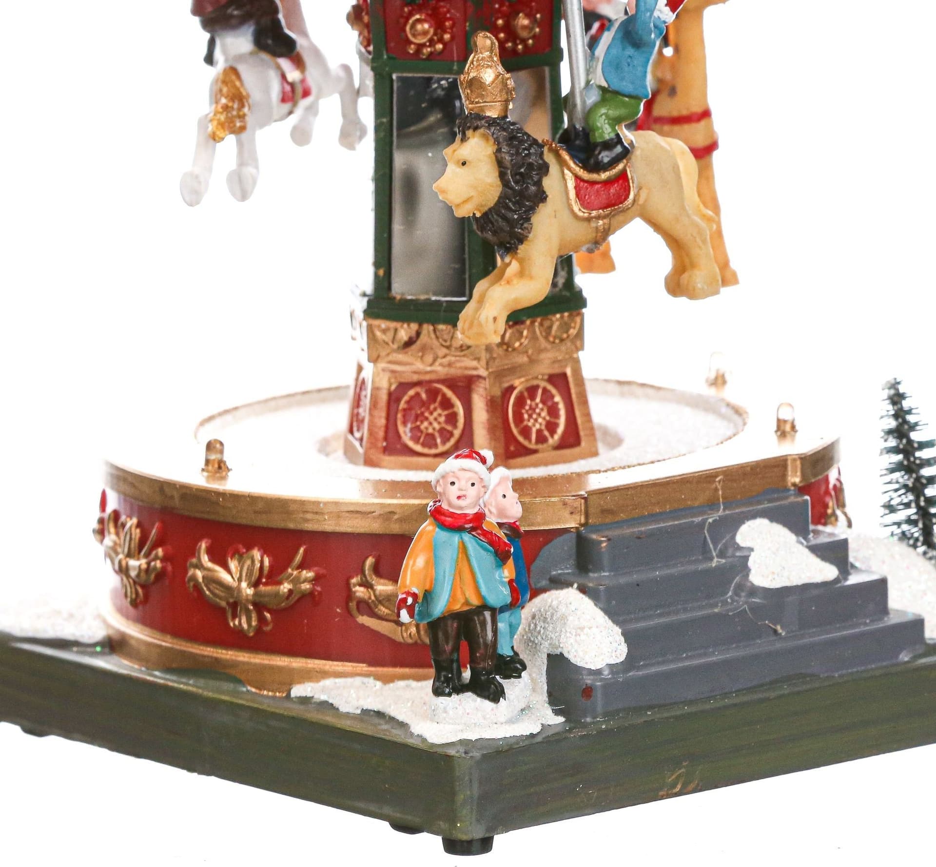Carillon natalizio per villaggio di Babbo Natale con luci e suoni h 18.5 cm - 7