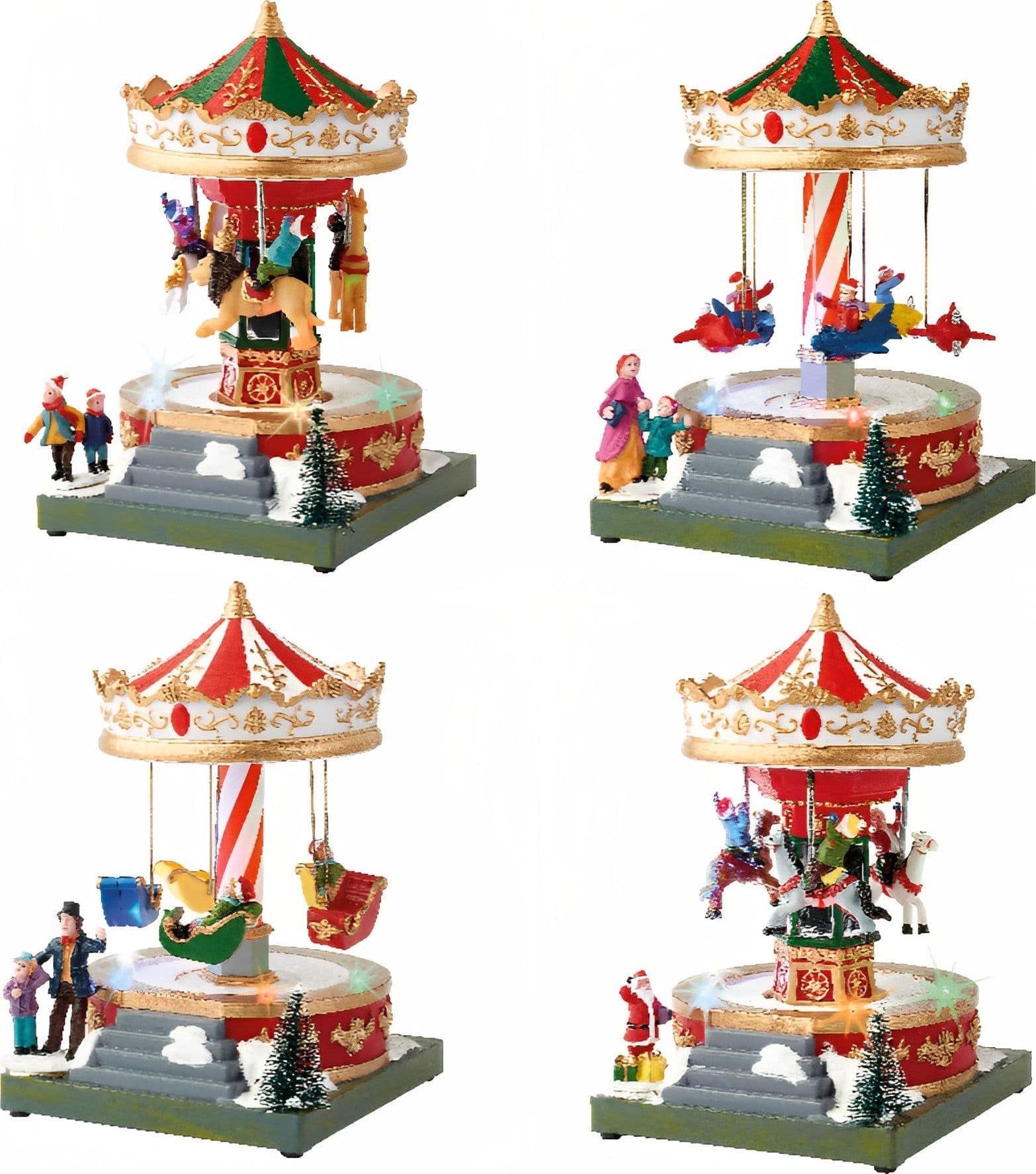 Carillon natalizio per villaggio di Babbo Natale con luci e suoni h 18.5 cm - 10