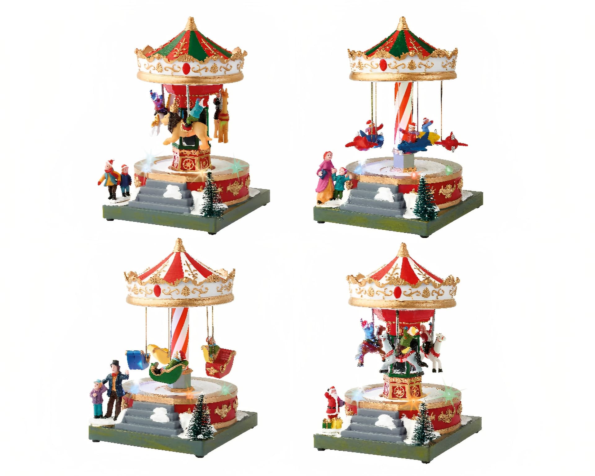Carillon natalizio per villaggio di Babbo Natale con luci e suoni h 18.5 cm - 10