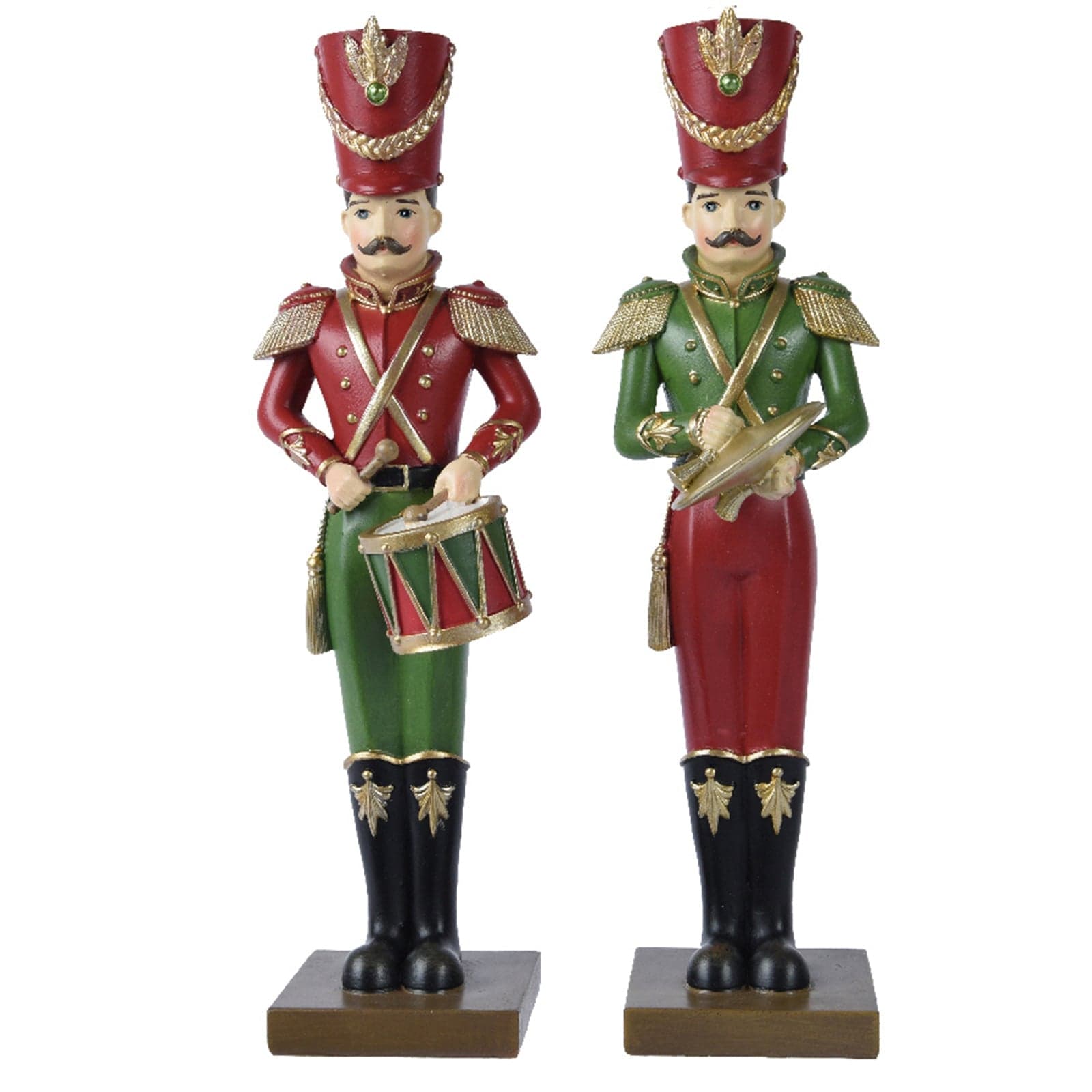 Statuetta decorativa "Soldatino" natalizio verde e rosso h 30,6 cm - 3