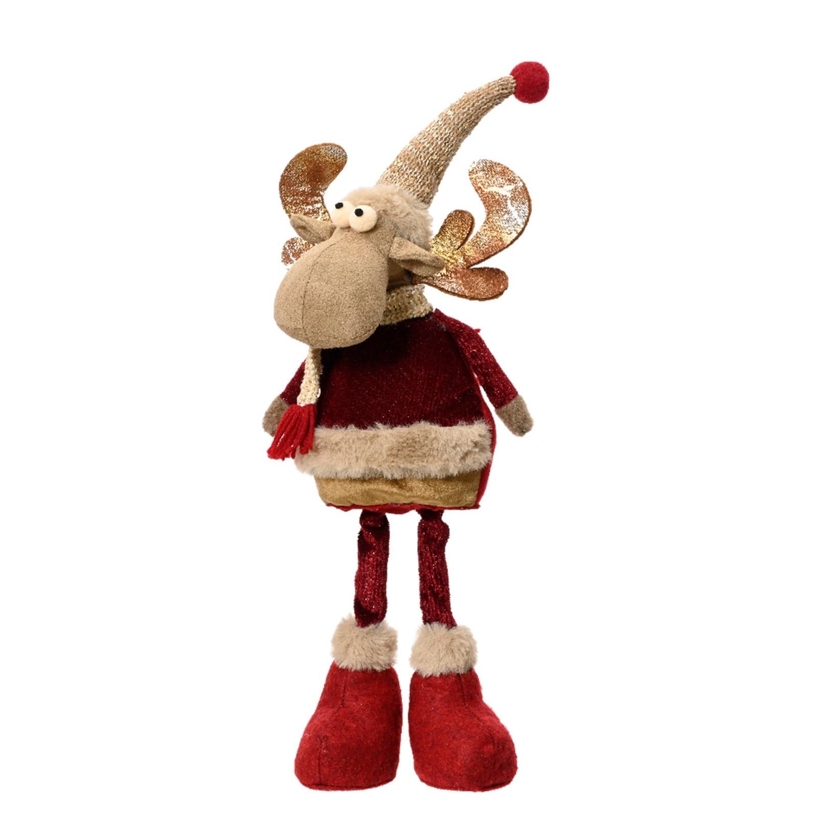 Peluche natalizio renne con cappello e sciarpa decorazione per interno h 50 cm - 2