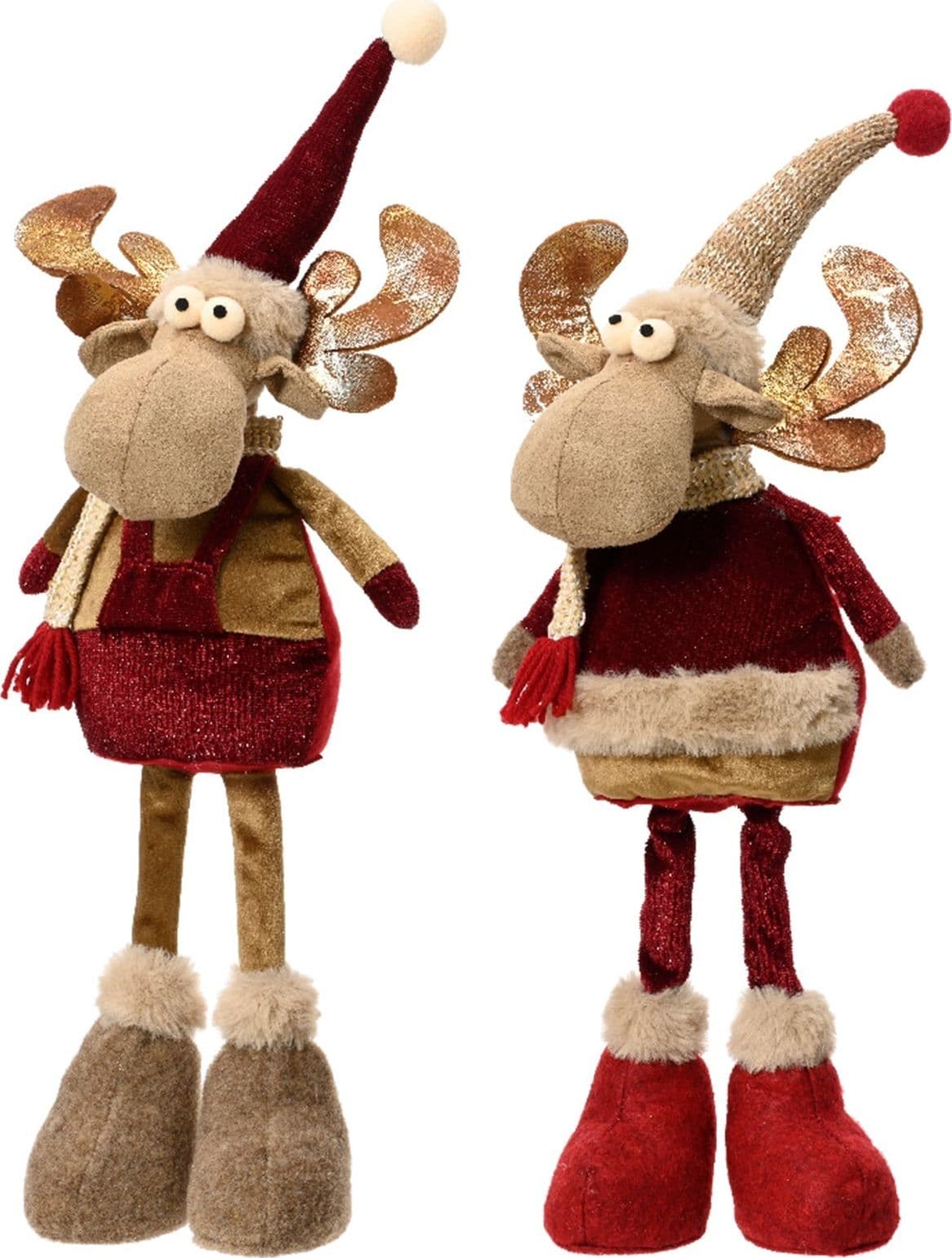Peluche natalizio renne con cappello e sciarpa decorazione per interno h 50 cm - 3