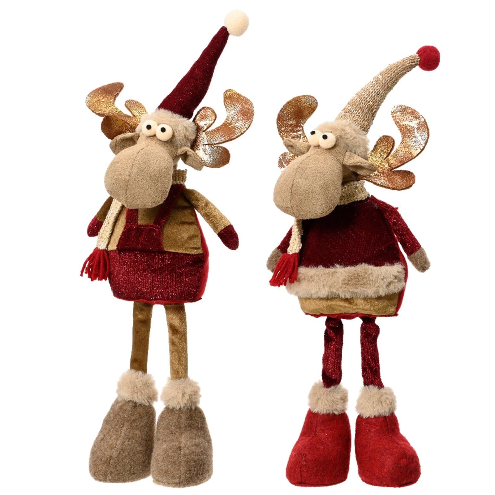 Peluche natalizio renne con cappello e sciarpa decorazione per interno h 50 cm - 3