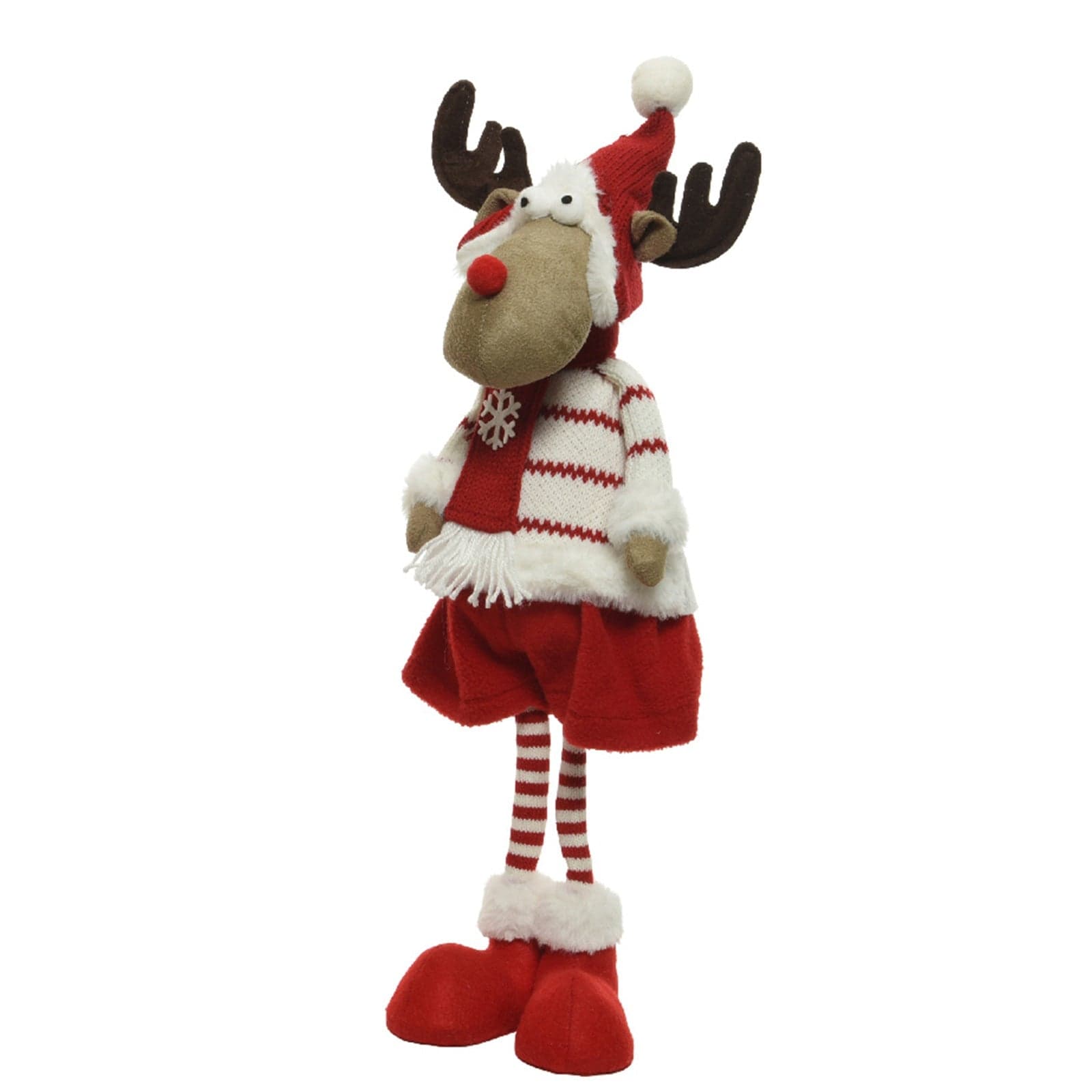 Peluche natalizio renne con cappello e sciarpa decorazione per interno - 2