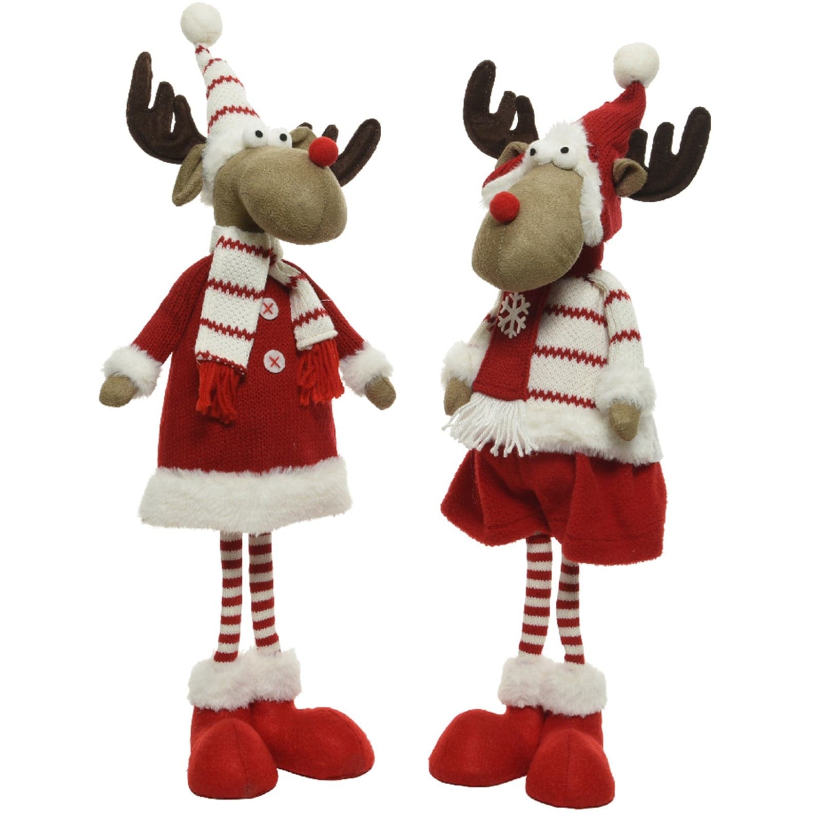 Peluche natalizio renne con cappello e sciarpa decorazione per interno - 3