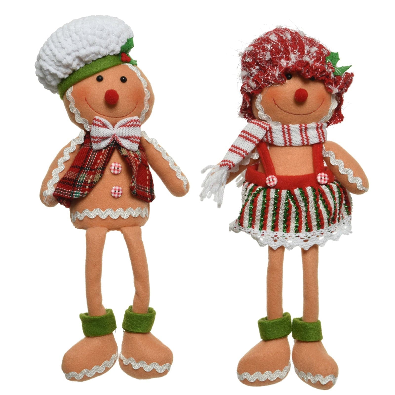 Statuetta pupazzi coppia di omini di pan di zenzero in poliestere decorazione h 32 cm - 3