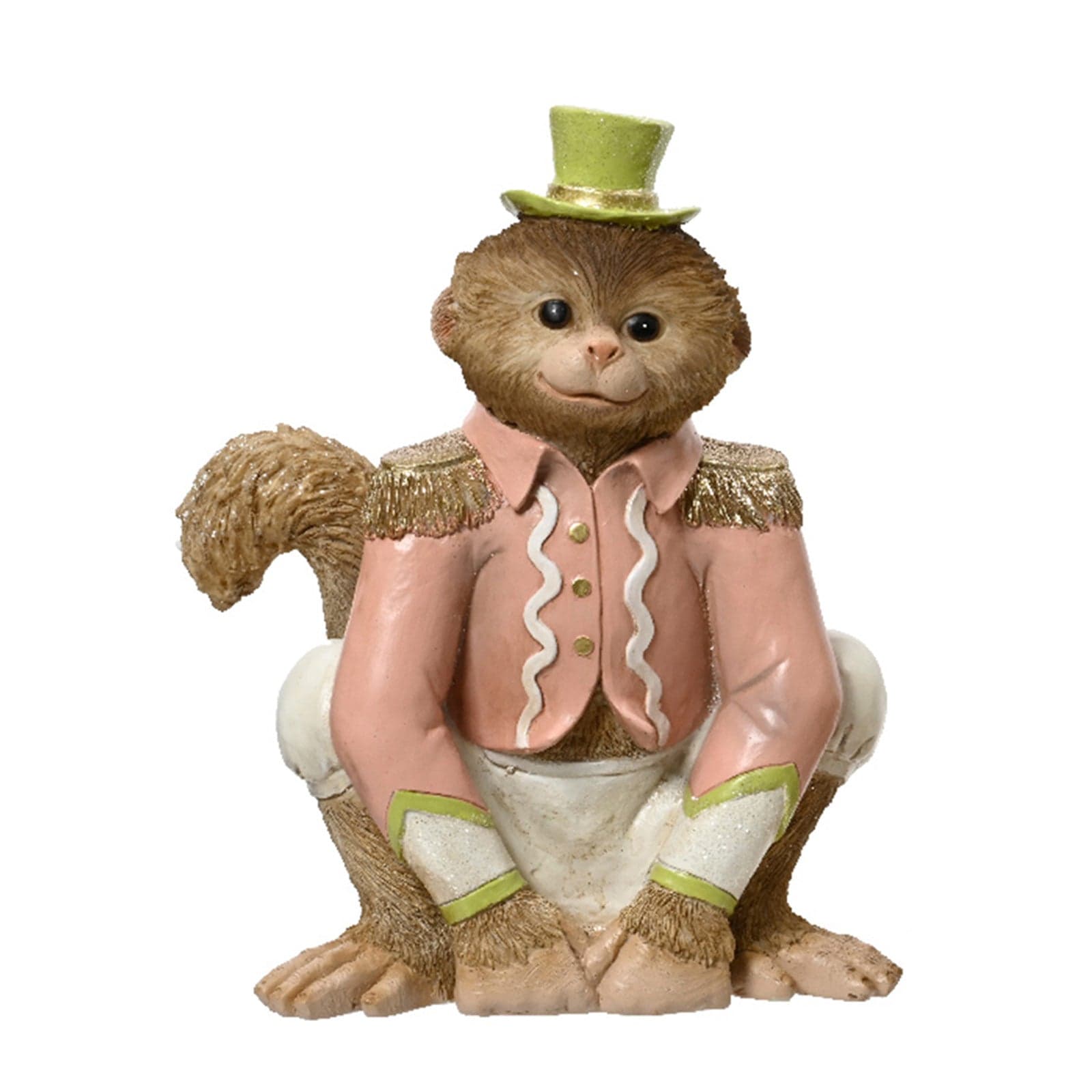 Statuetta con scimmie vestite da re e maggiordomo decorazione per interno e esterno - 2