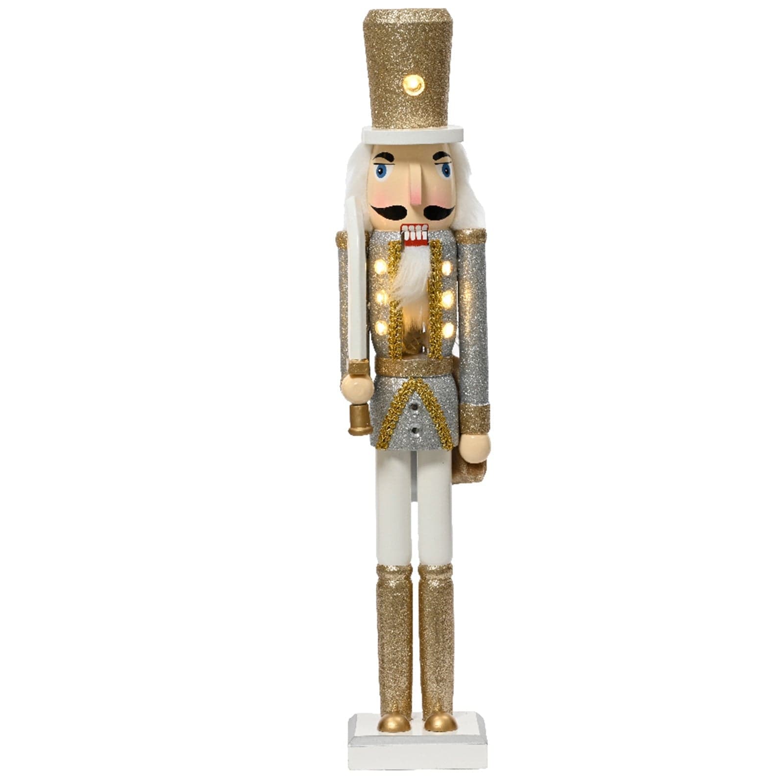 Statuetta decorativa "Soldatino schiaccianoci" natalizio oro e argento h 50 cm - 2