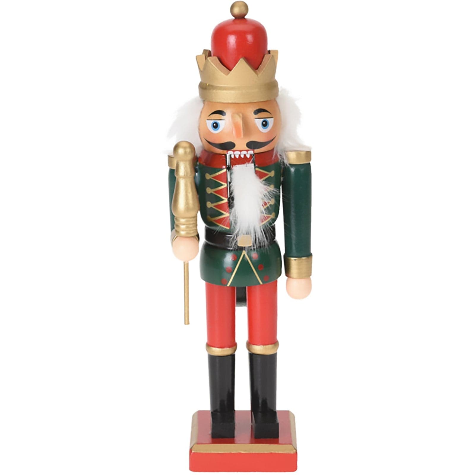 Schiaccianoci natalizio, color rosso e verde, decorazione in legno per interno da 25 cm - 4