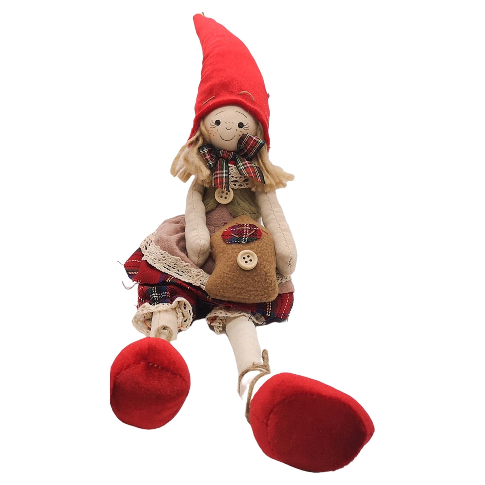 Bambola natalizia "Bimba Dei Boschi" rosso decorazione per interno da 60 cm - 3