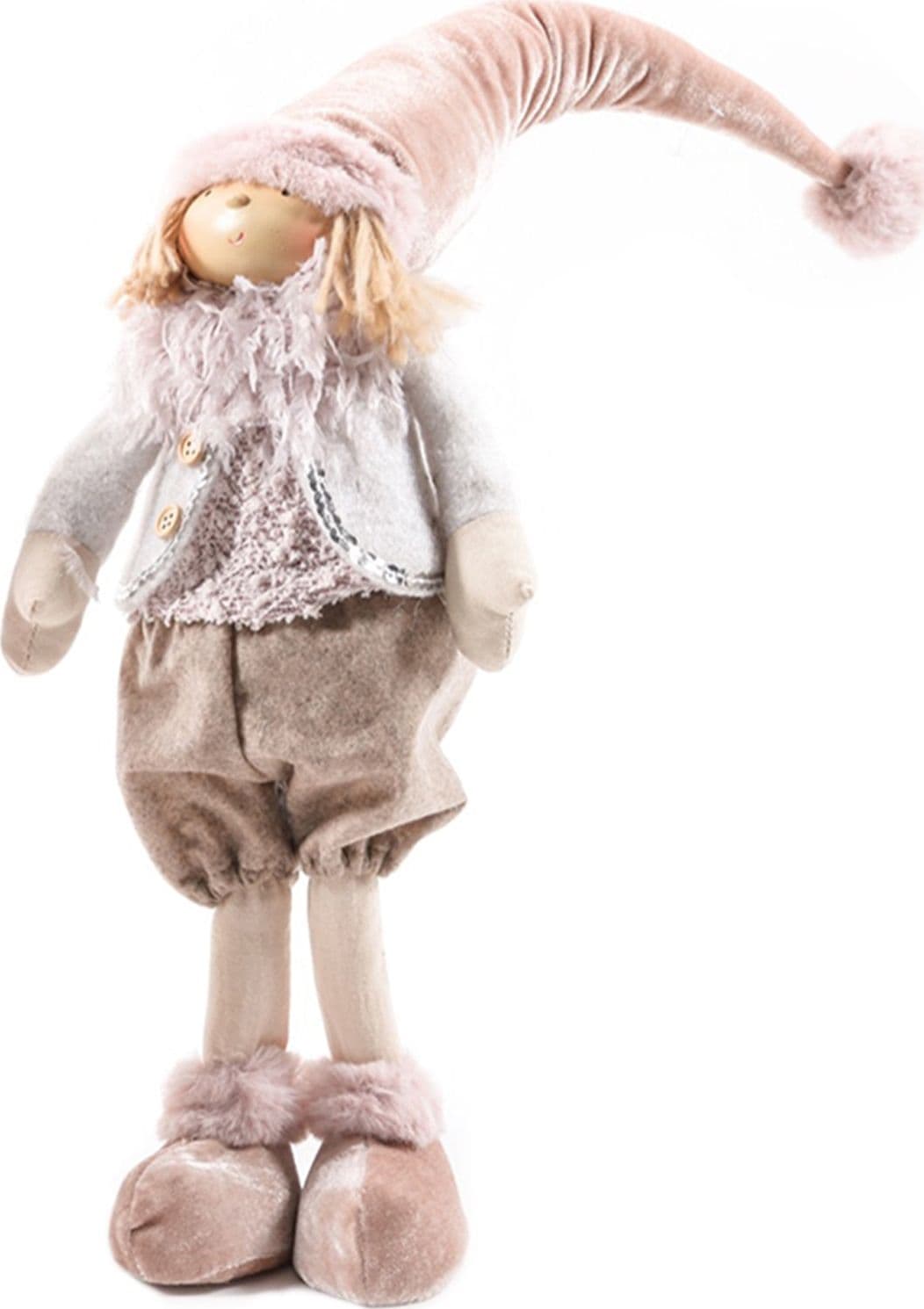 Statuetta decorativa elfi con cappello "Sissy Pink" decorazione natalizia per interno da 60 cm - 2