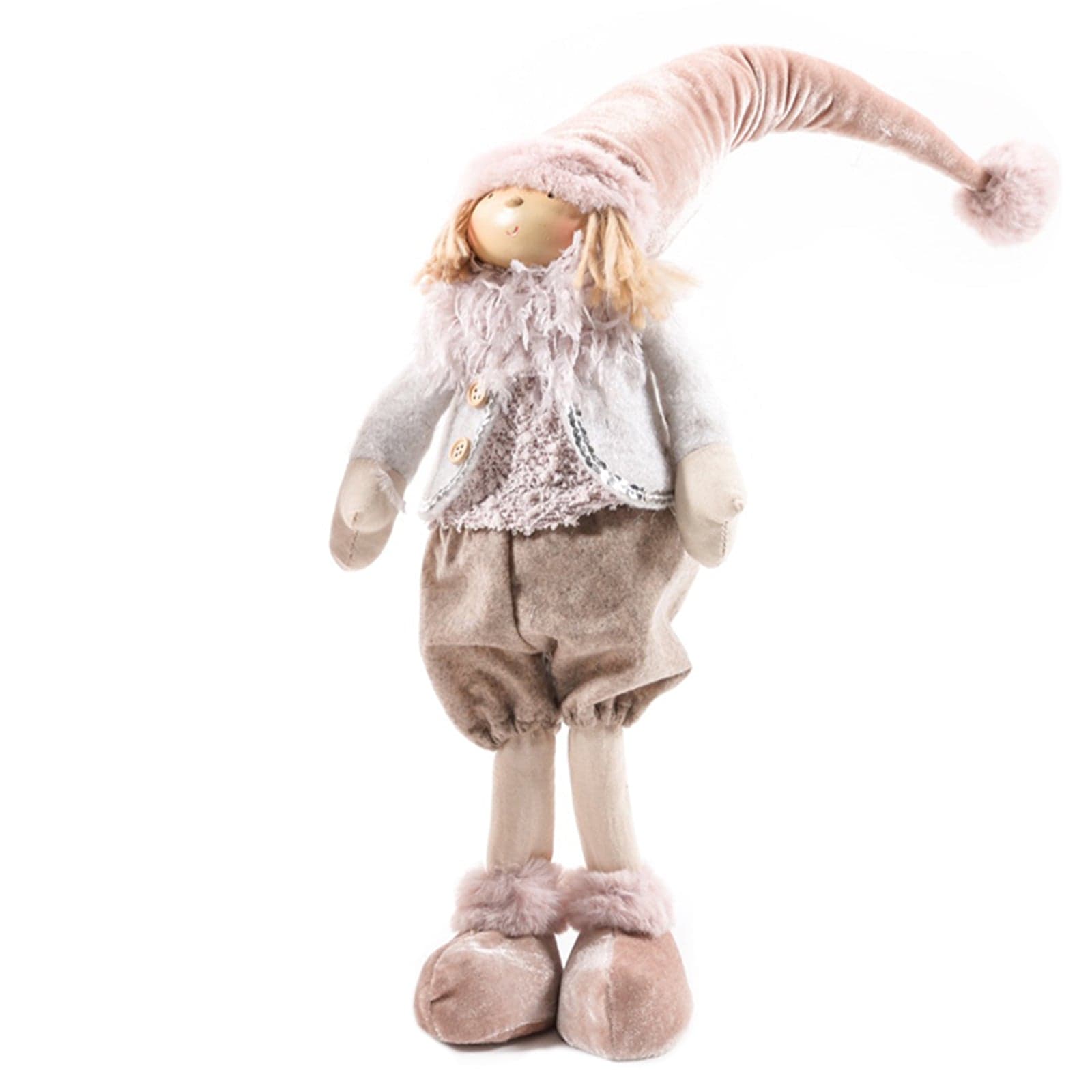 Statuetta decorativa elfi con cappello "Sissy Pink" decorazione natalizia per interno da 60 cm - 2