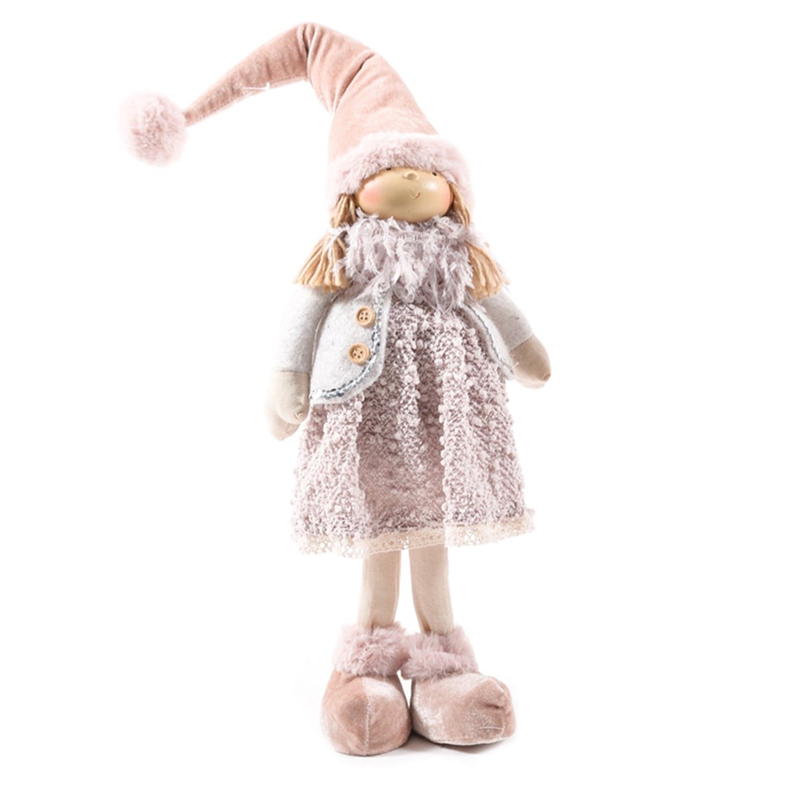 Statuetta decorativa elfi con cappello "Sissy Pink" decorazione natalizia per interno da 60 cm - 3