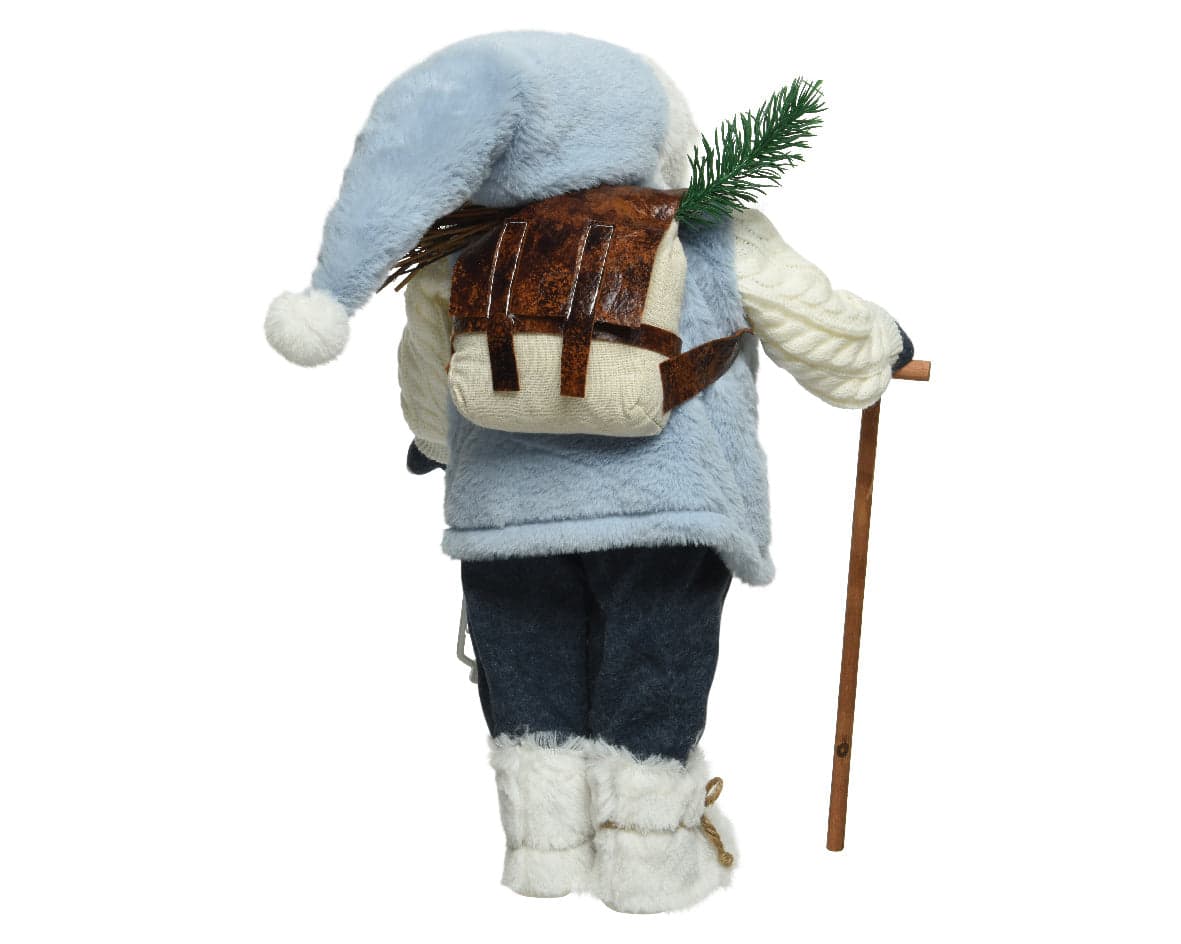 Babbo Natale con bastone statuetta color Azzurro in poliestere da 60 cm - 2