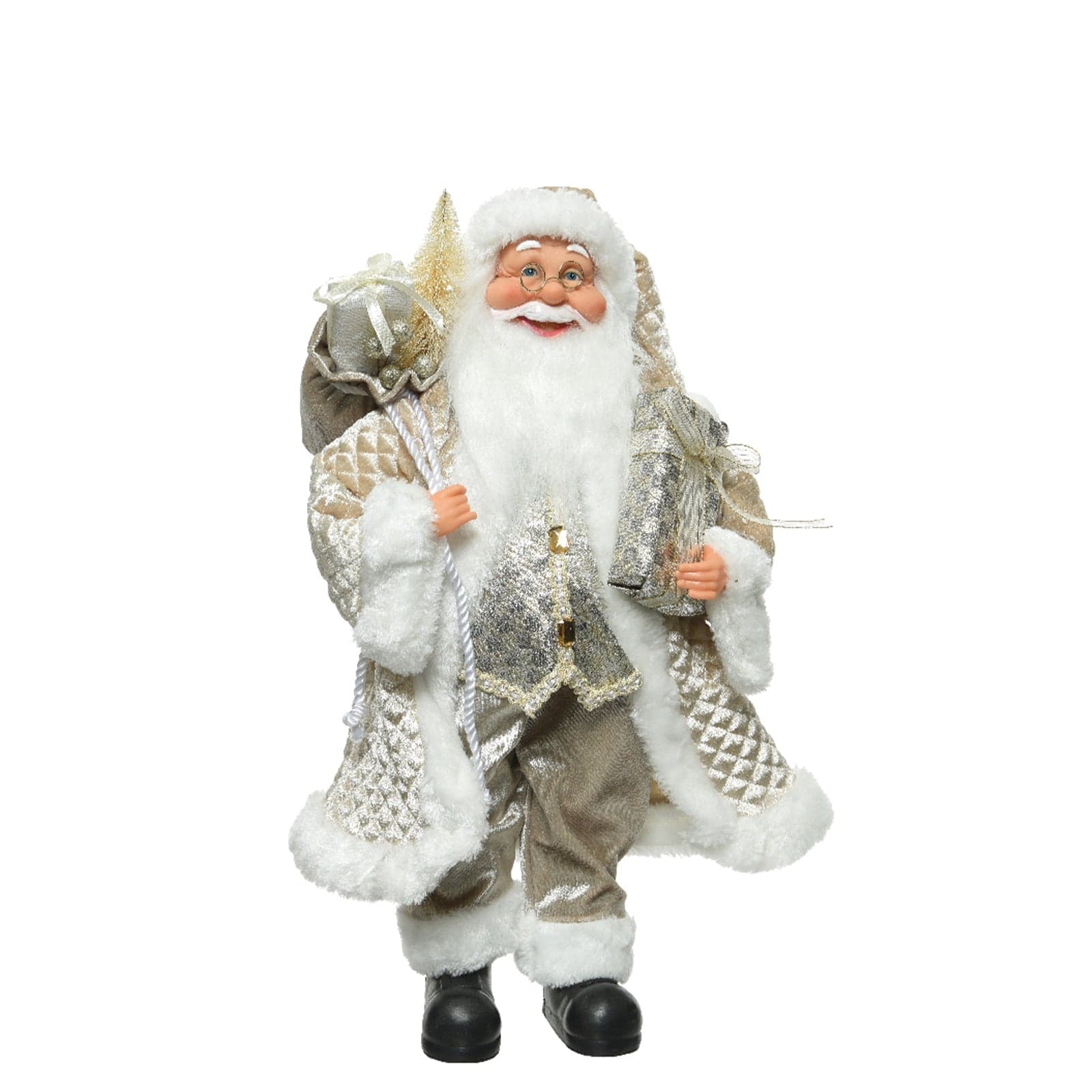 Babbo Natale con regali e barba folta statuetta color Argento in poliestere - 2