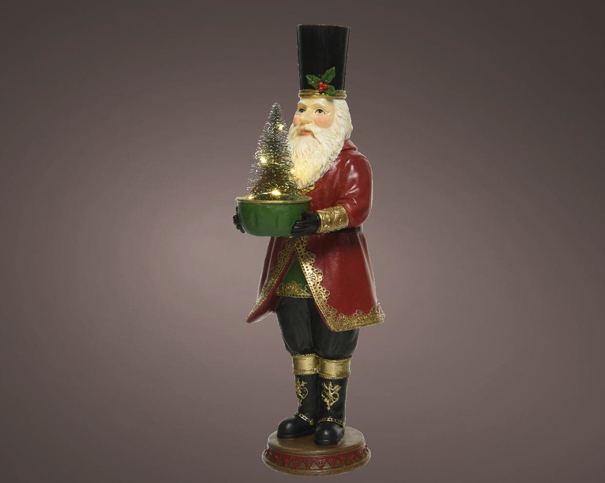 Babbo Natale con cilindro e regalo Albero di Natale decorazione in poliresina da 37,50 cm - 3