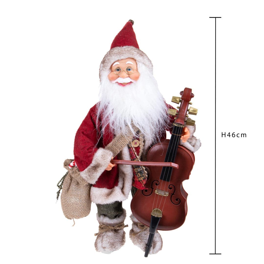 Babbo Natale con contrabbasso, movimento con musica, barba folta e bianca da 46 cm - 3
