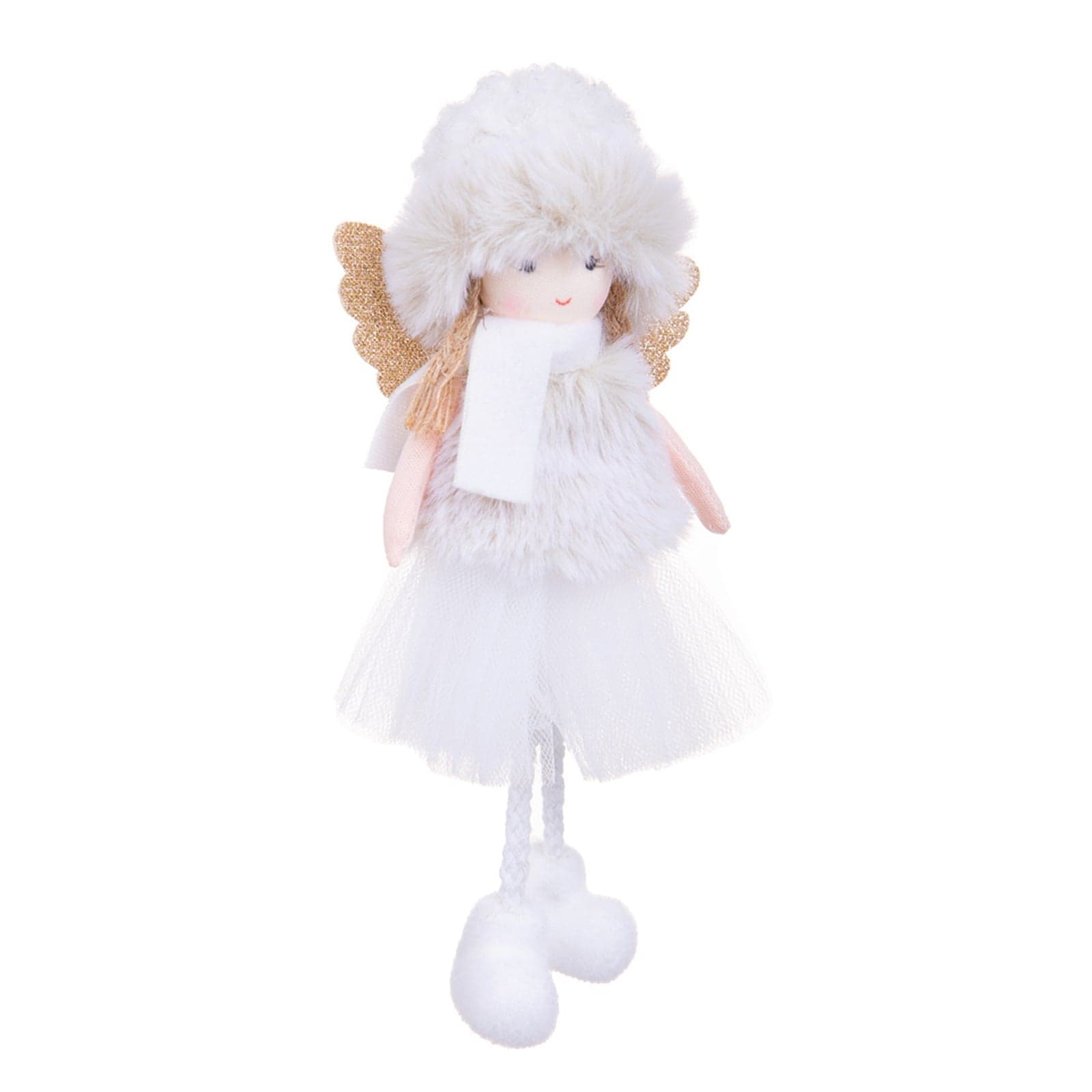 Bambina angelo con Colbacco, tutù, sciarpa ed ali, pupazzo decorativo da 21 cm - 3