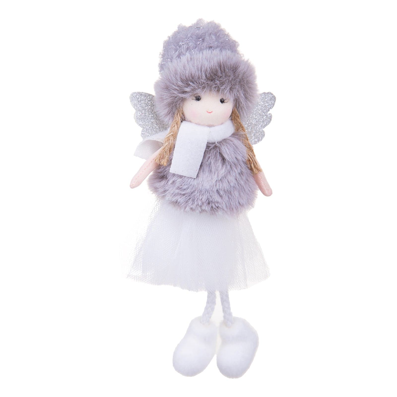 Bambina angelo con Colbacco, tutù, sciarpa ed ali, pupazzo decorativo da 21 cm - 4