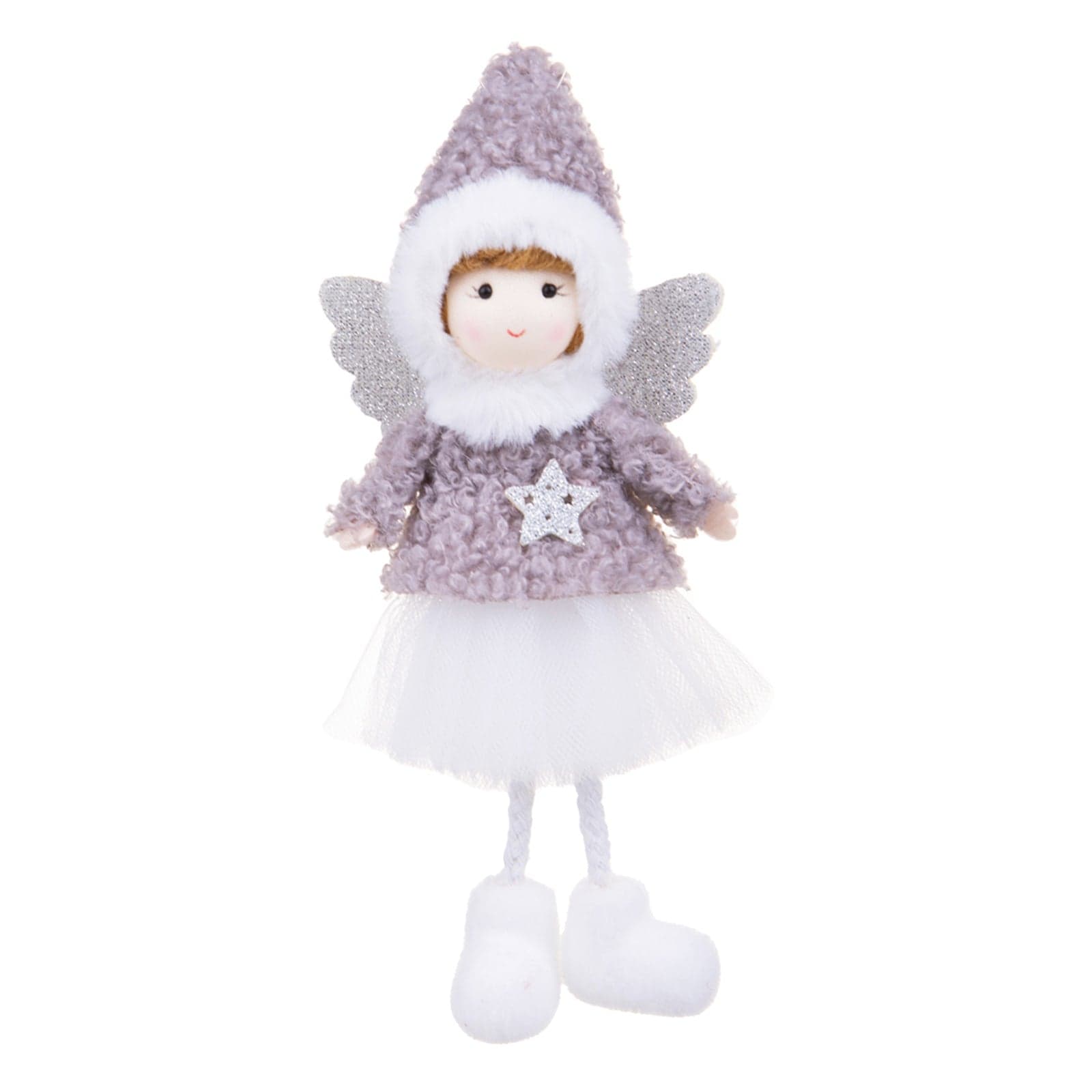 Bambina angelo con cappello, tutù ed ali, pupazzo decorativo da 19 cm - 3